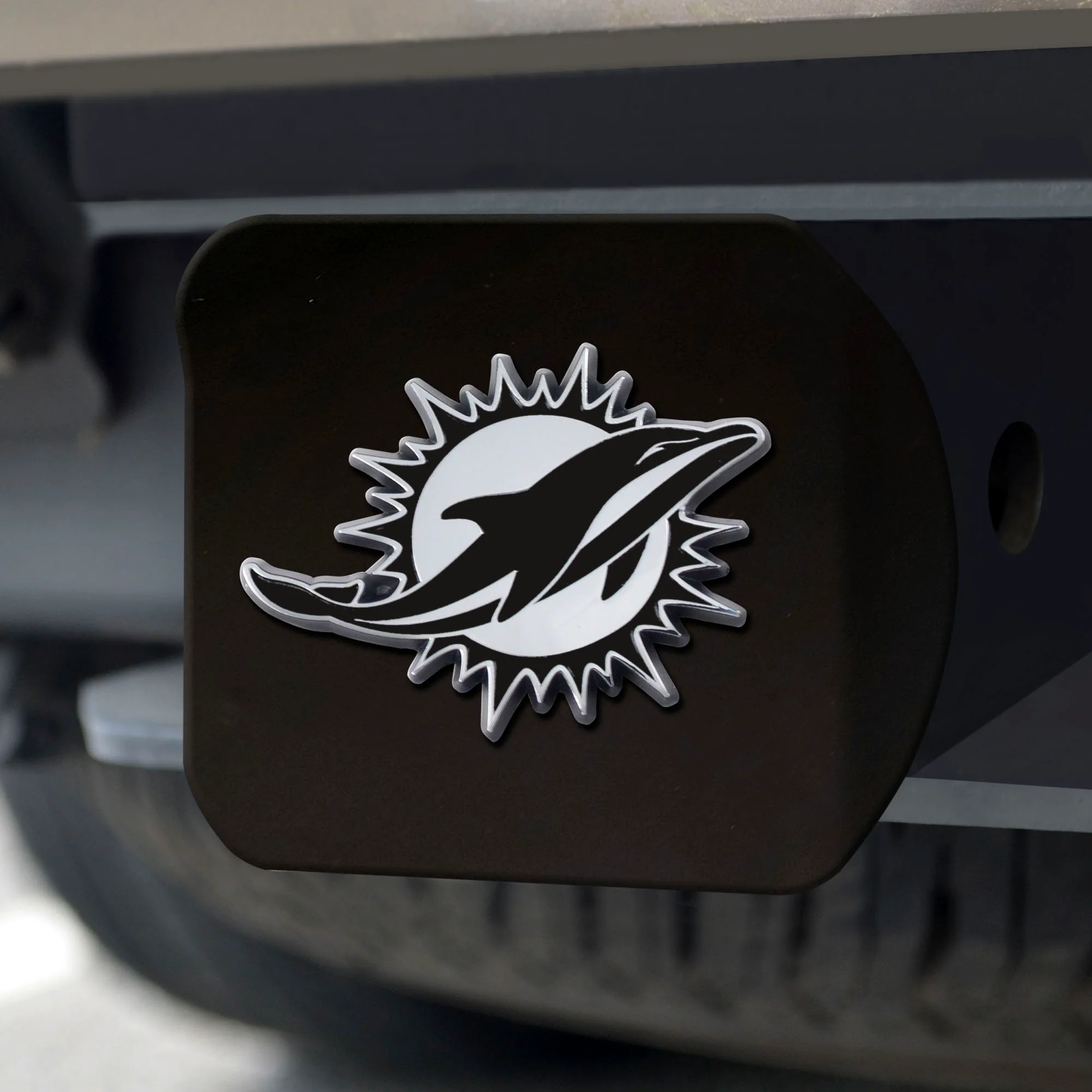 NFL - Miami Dolphins Chrome on Black Hitch Cover - Image 2