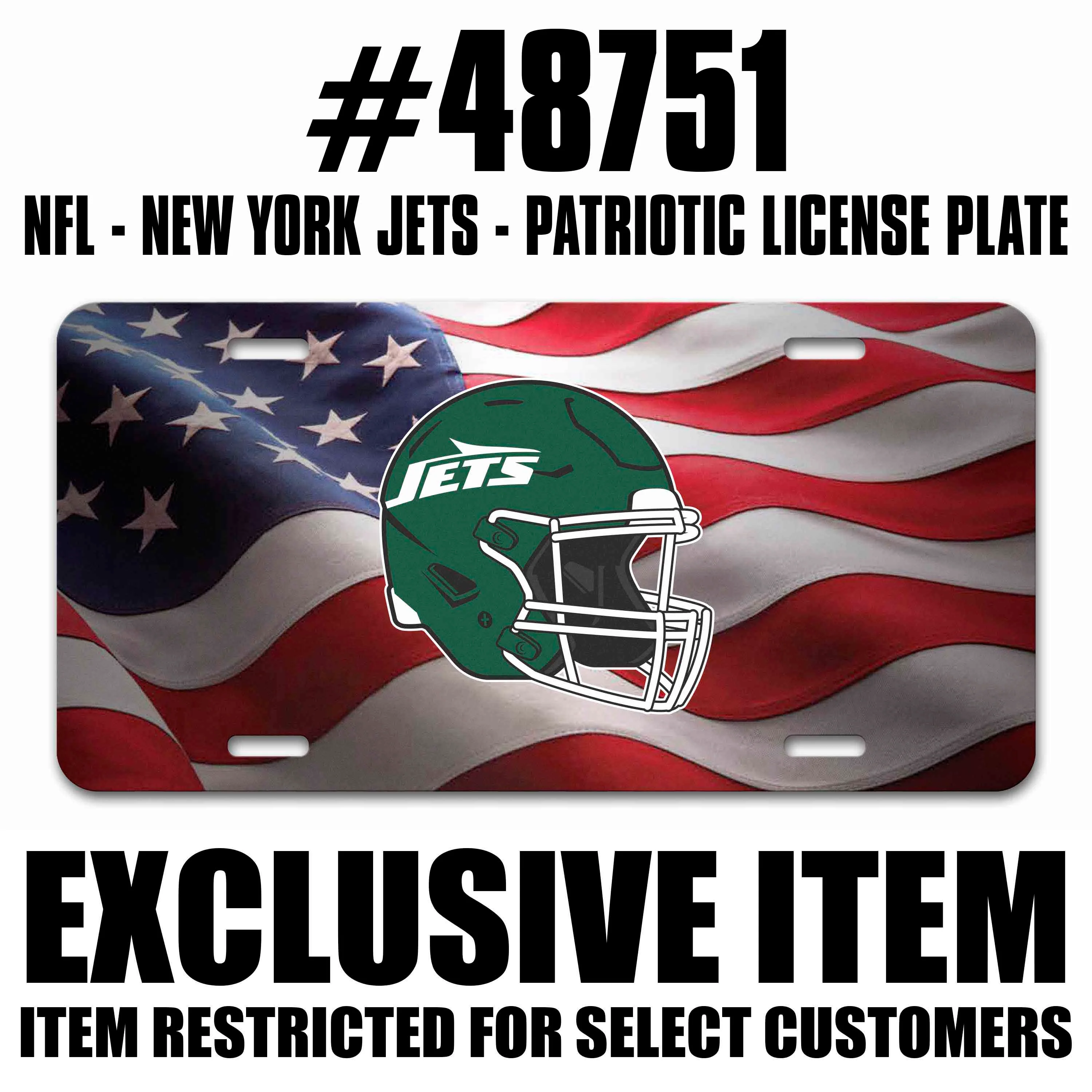 NFL - New York Jets Embossed Patriotic License Plate - Image 2