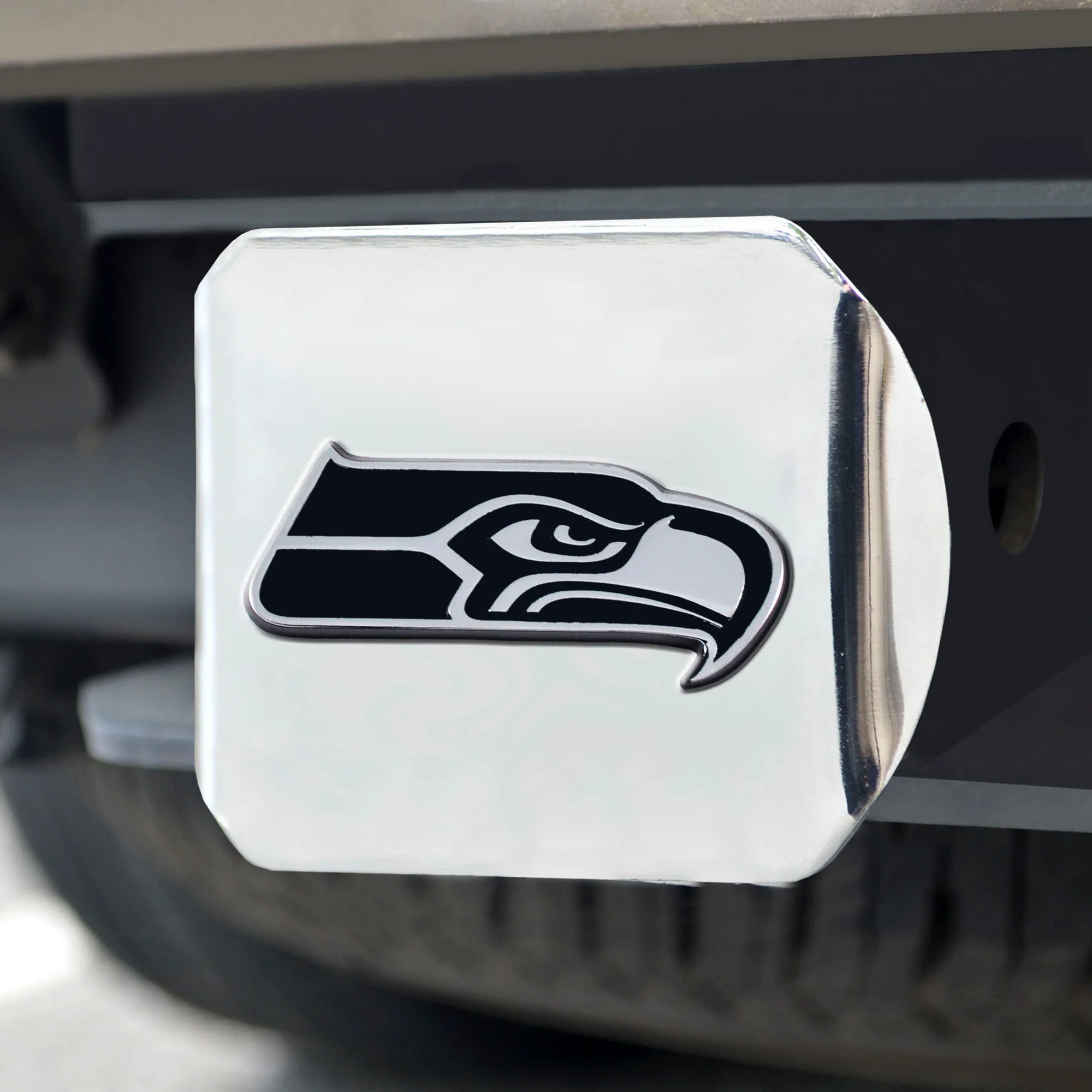 NFL - Seattle Seahawks Chrome on Chrome Hitch Cover - Image 2