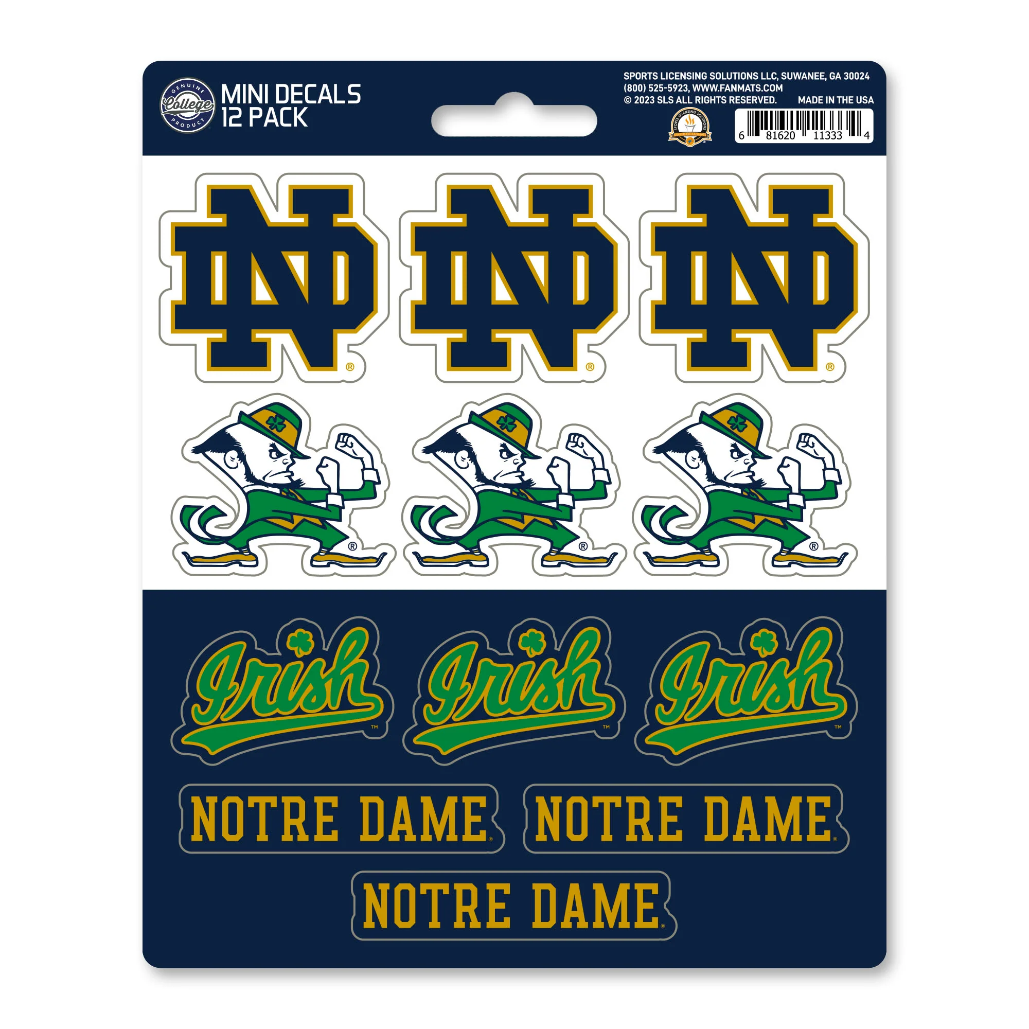 Notre Dame Mini Decal 12-pk