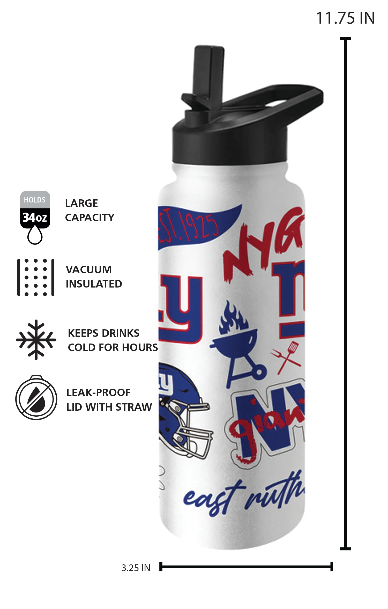 NY Giants 34oz Native Quencher Bottle - Image 8