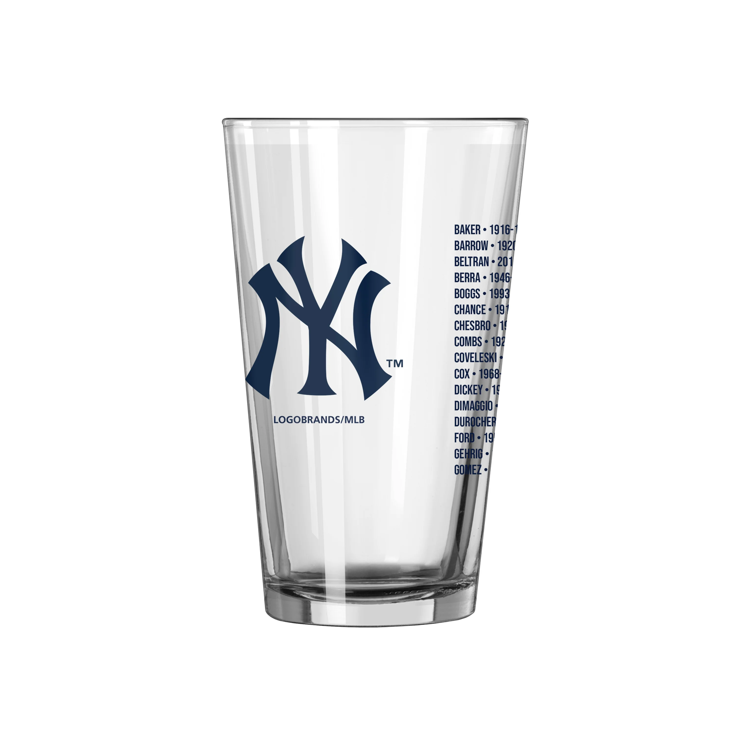 NY Yankees HOF 16oz Pint Glass