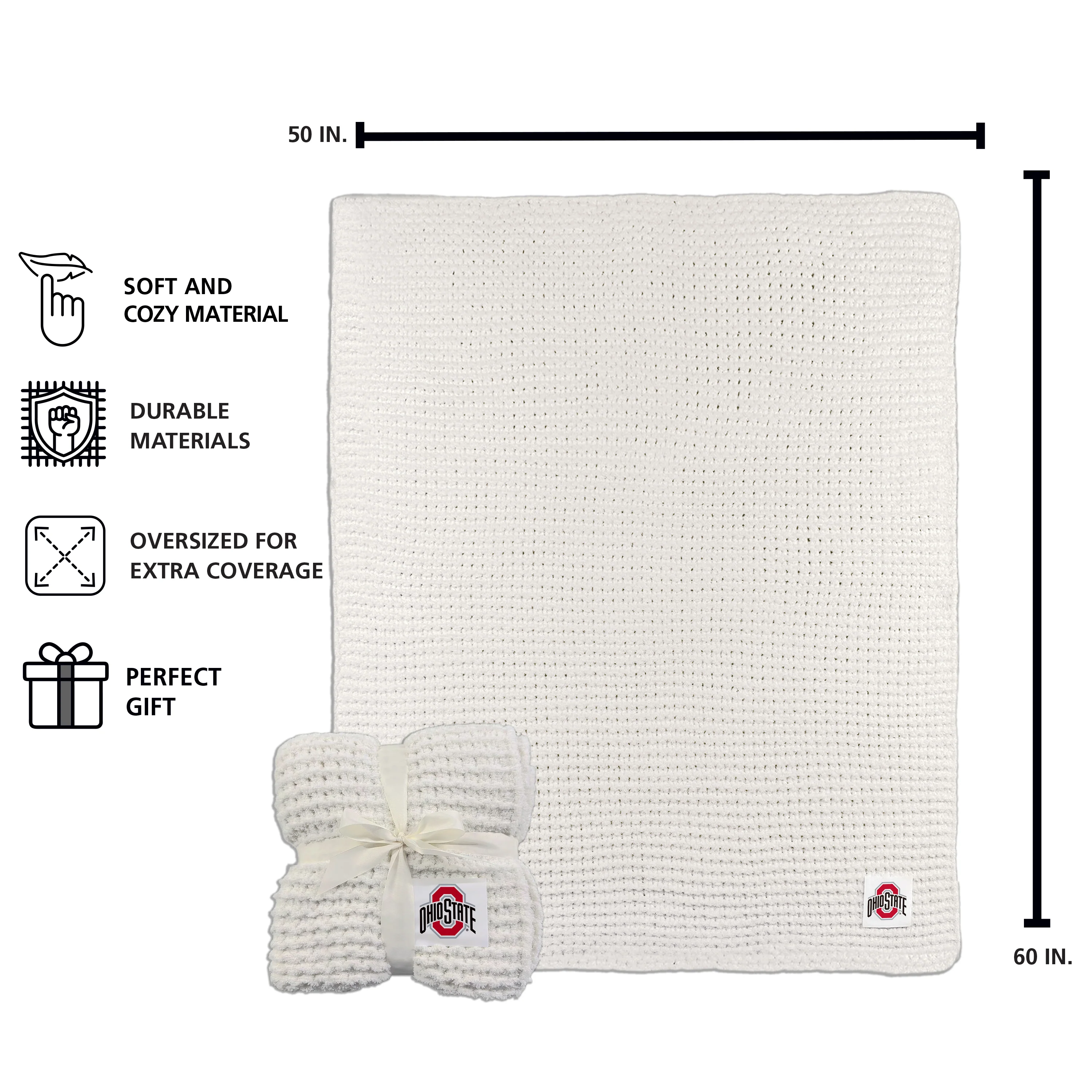 Ohio State Cable Knit Throw 50x60 - Image 3