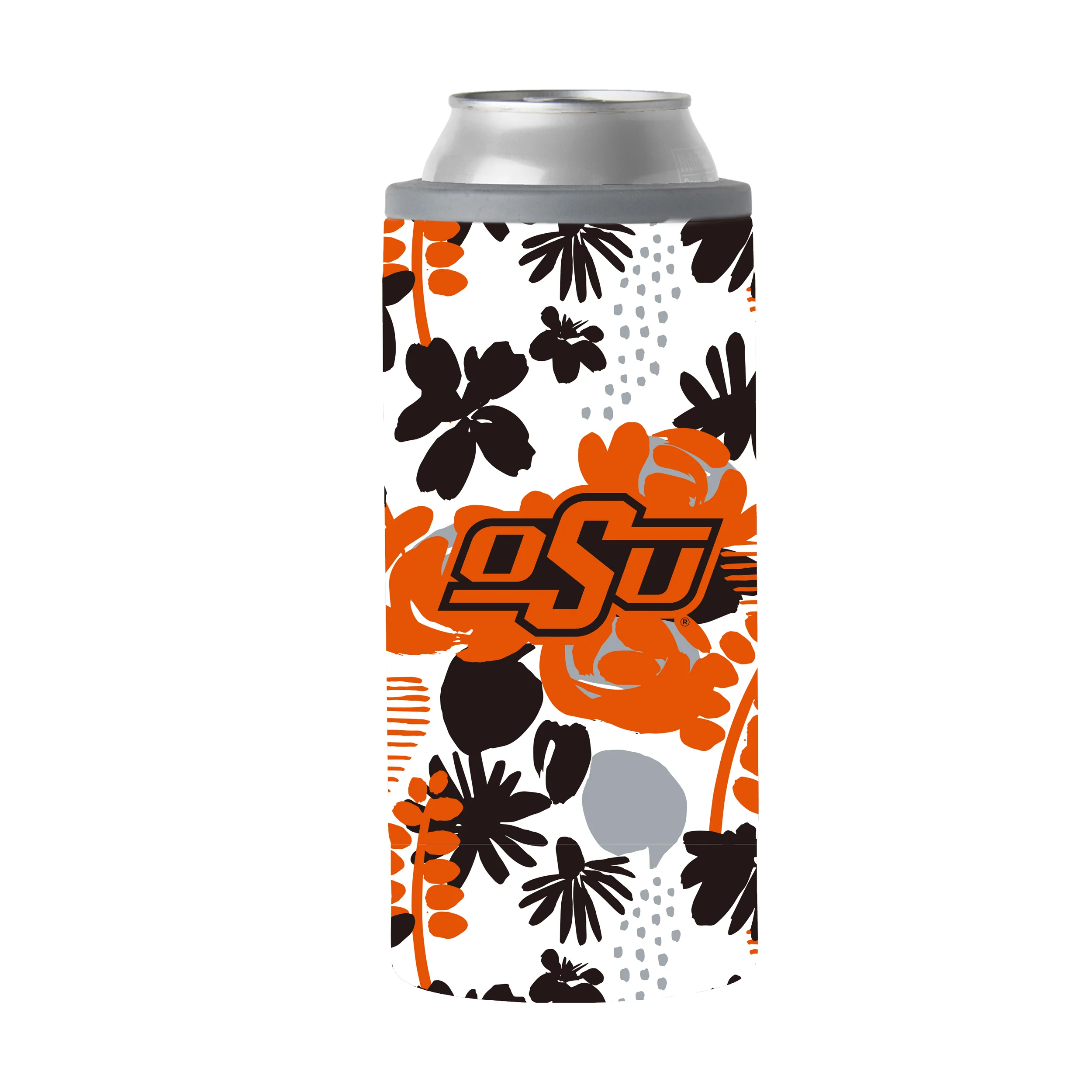 Oklahoma State 12oz Floral Slim Can Coolie - Image 2