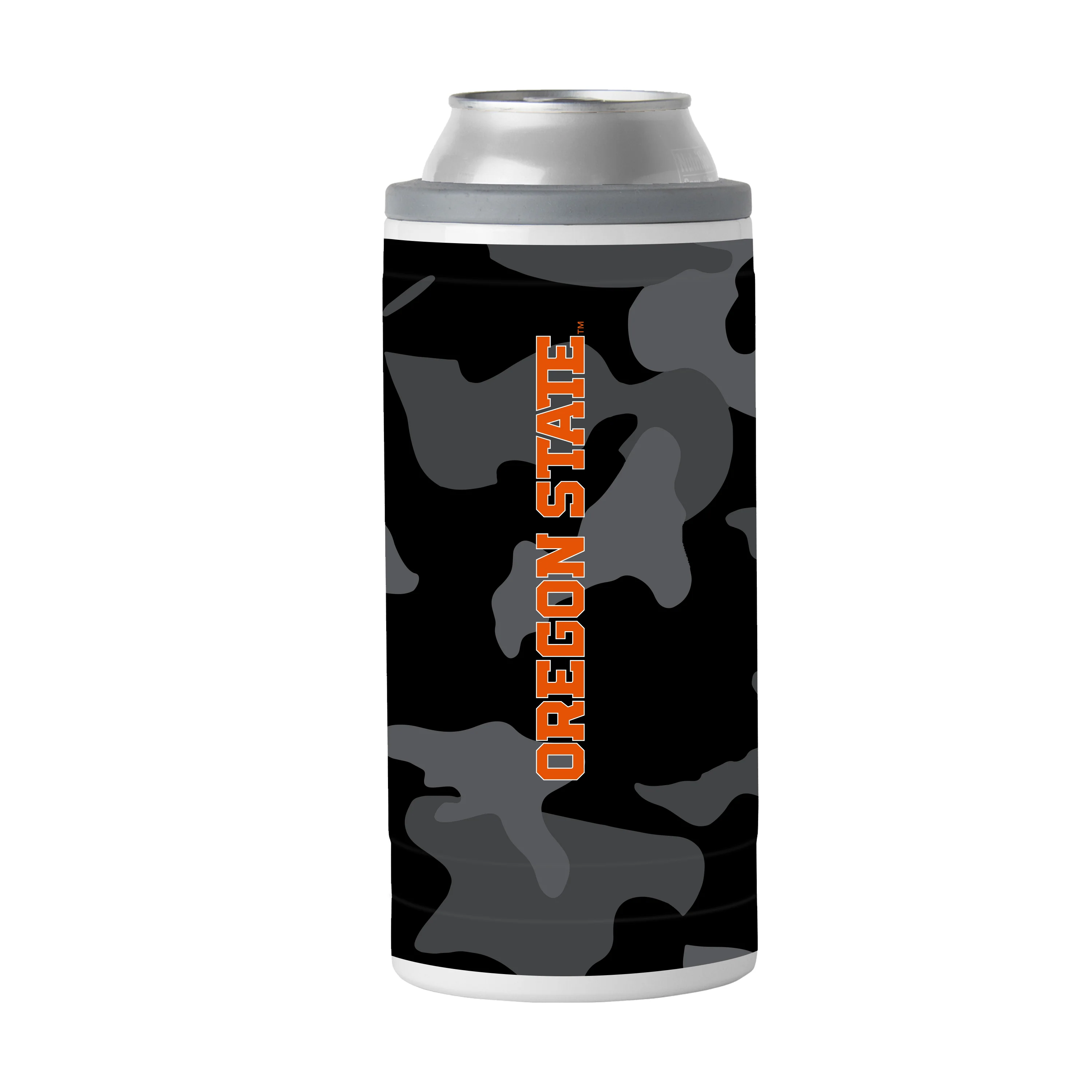 Oregon St Black Camo 12oz Slim Can Coolie - Image 2