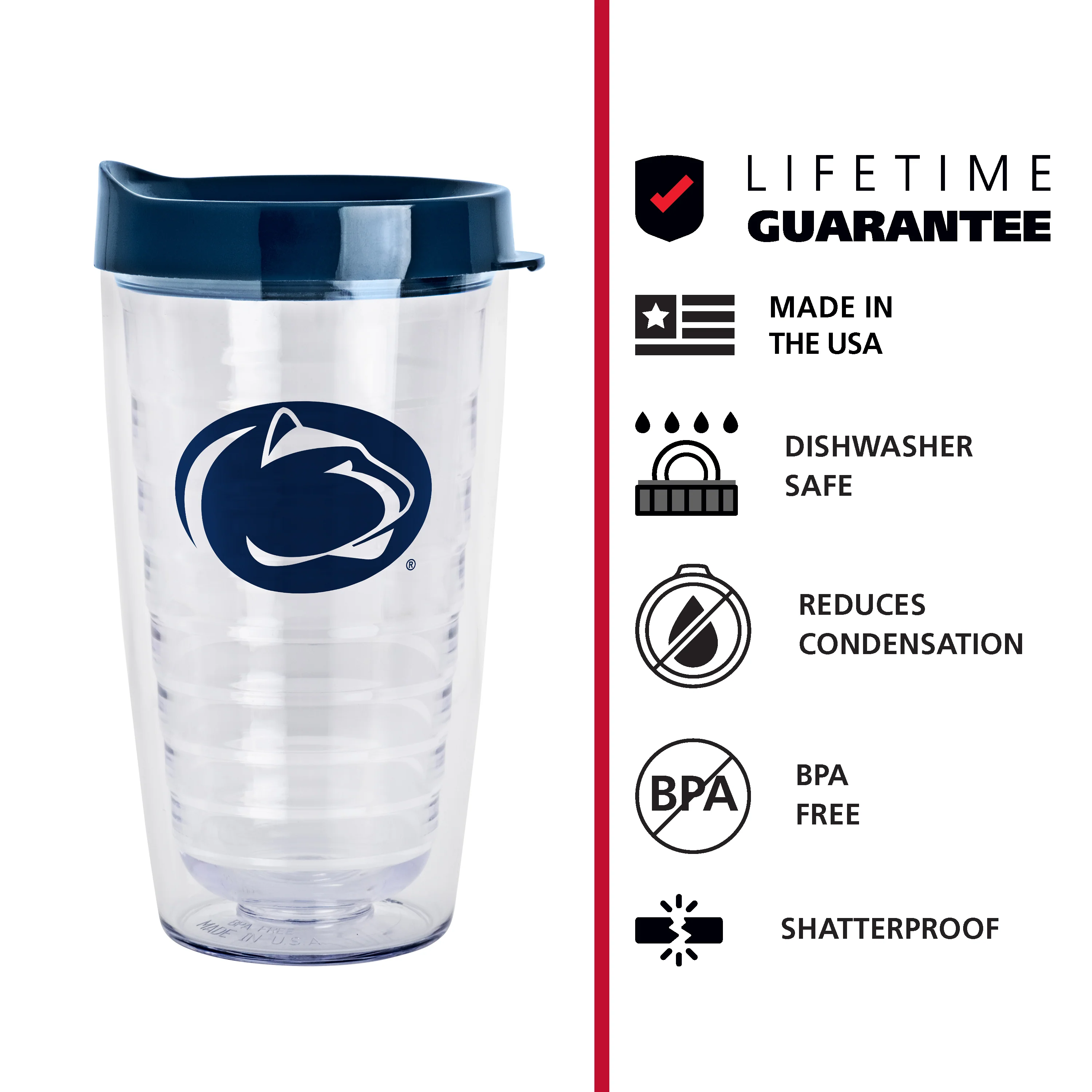 Penn State 16oz Flipside Dbl Wall Clear Tumbler - Image 6