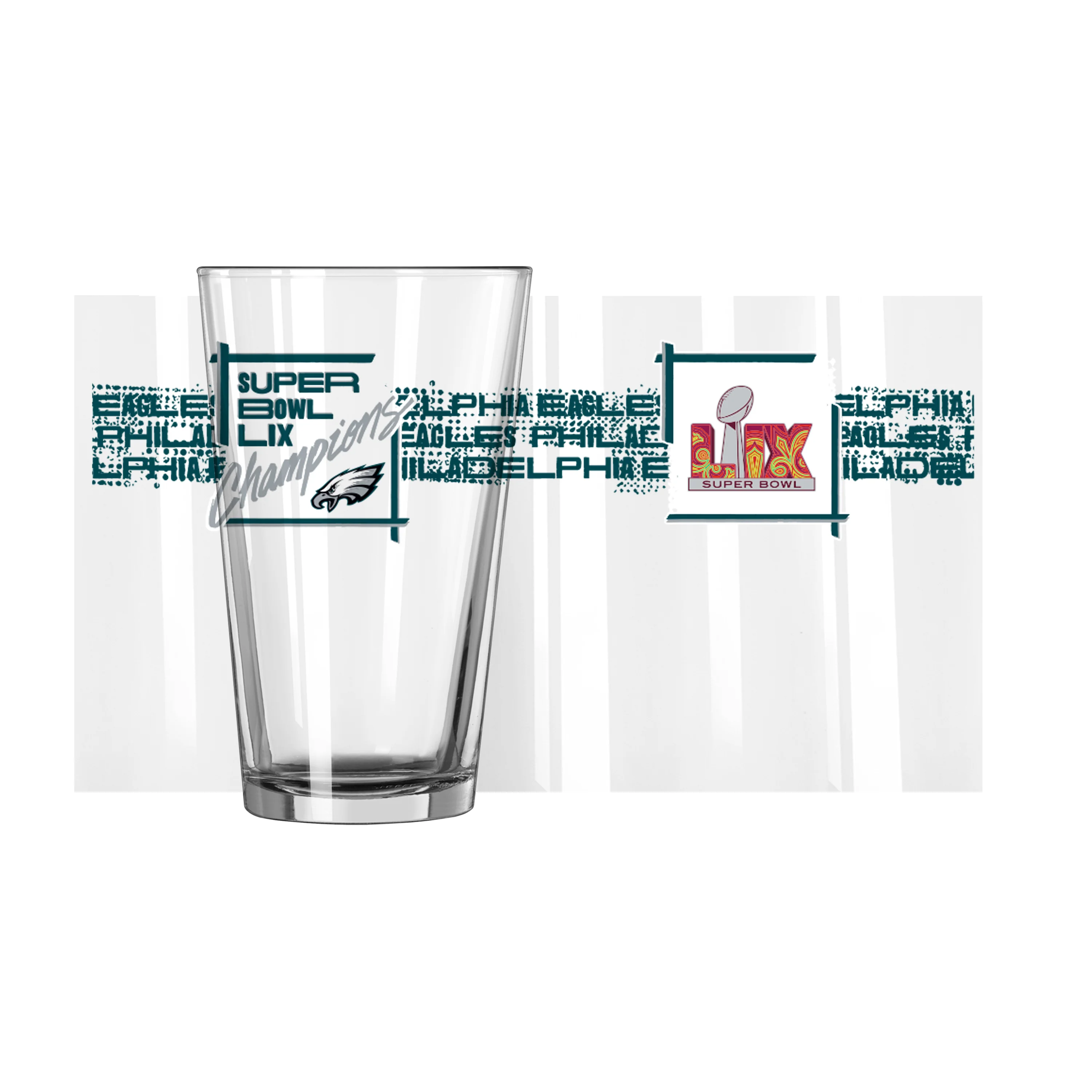 Philadelphia Eagles Super Bowl 59 Champions 16oz Pint Glass - Image 3