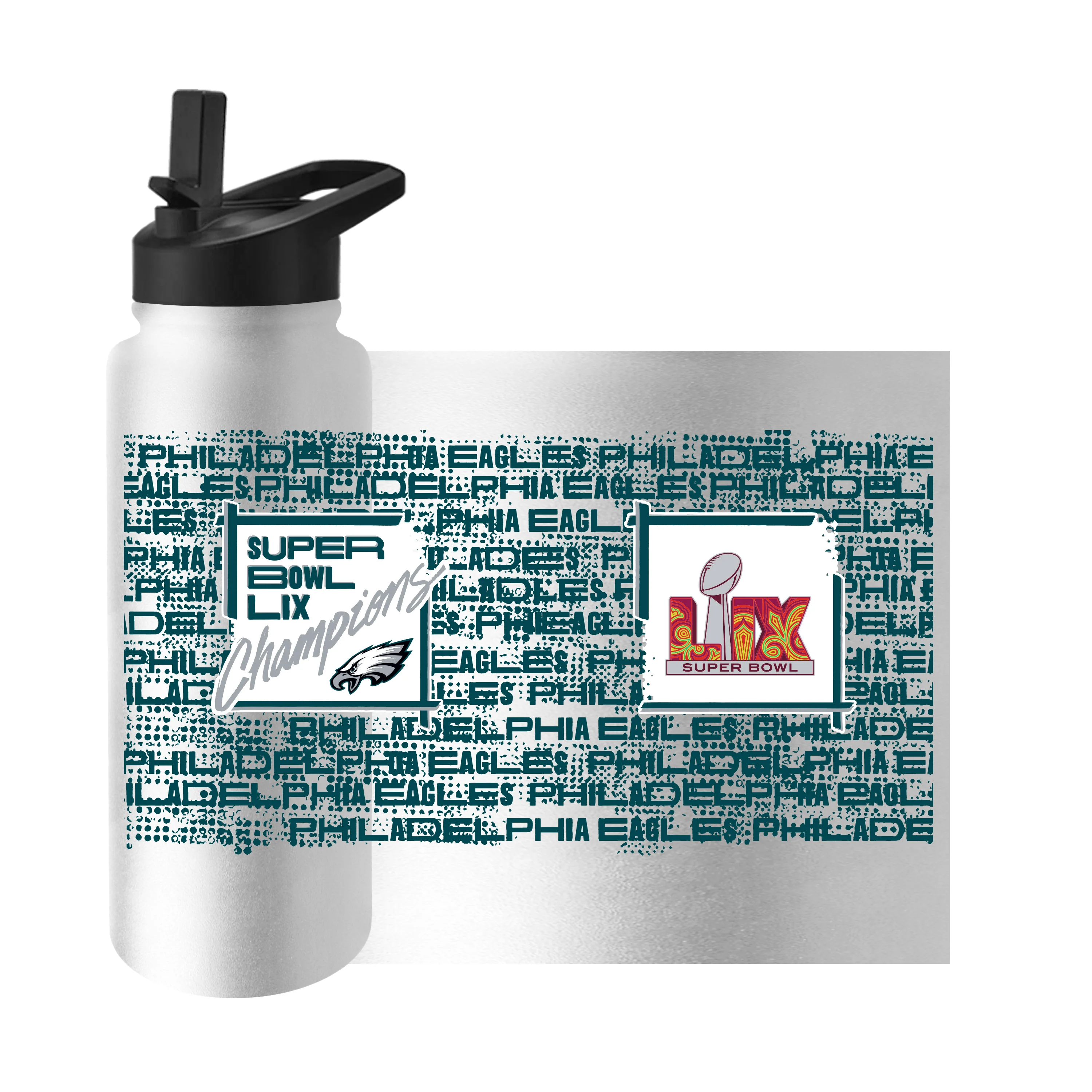 Philadelphia Eagles Super Bowl 59 Champions 34oz Quencher Bottle - Image 3
