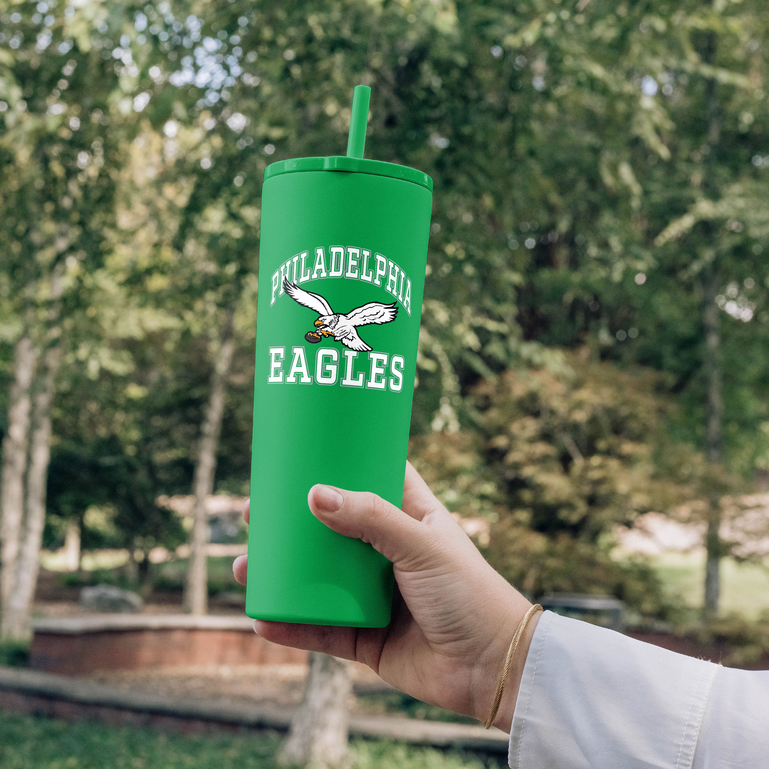 Philadelphia Eagles Vintage 30oz Athletic SS Straw Tumbler - Image 3