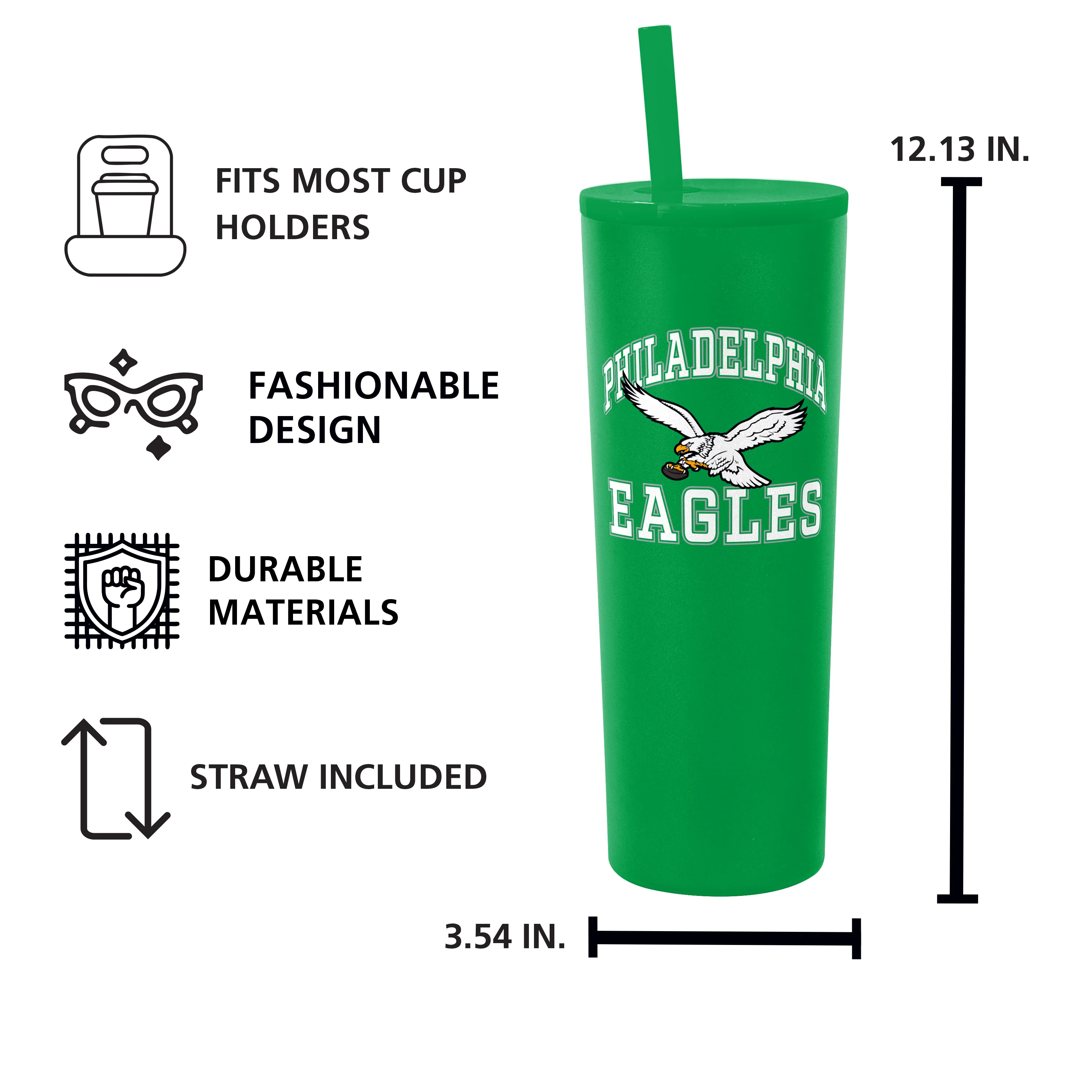 Philadelphia Eagles Vintage 30oz Athletic SS Straw Tumbler - Image 5