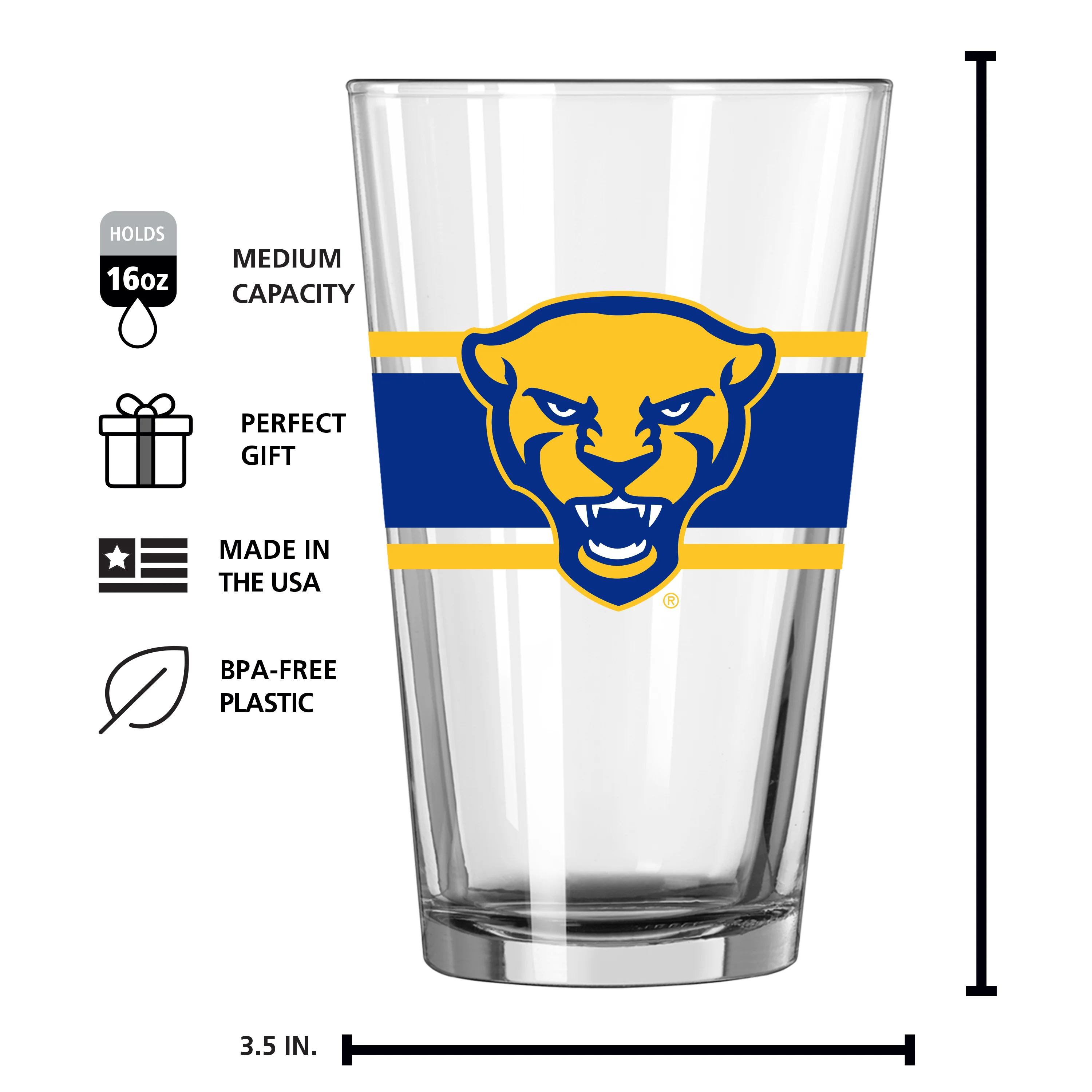 Pittsburgh 16oz Stripe Pint Glass - Image 4