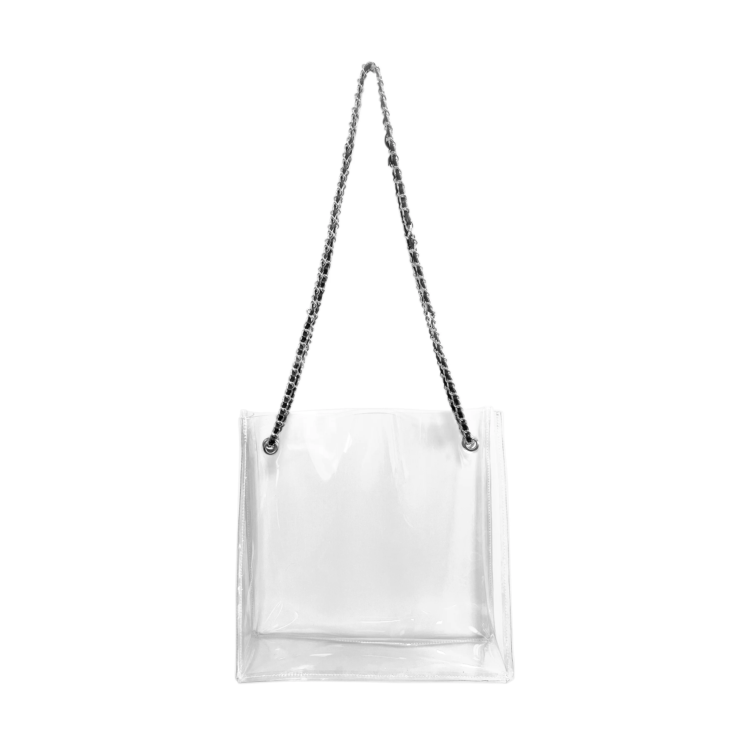 Plain Non Branded Black Carryall Clear Bag