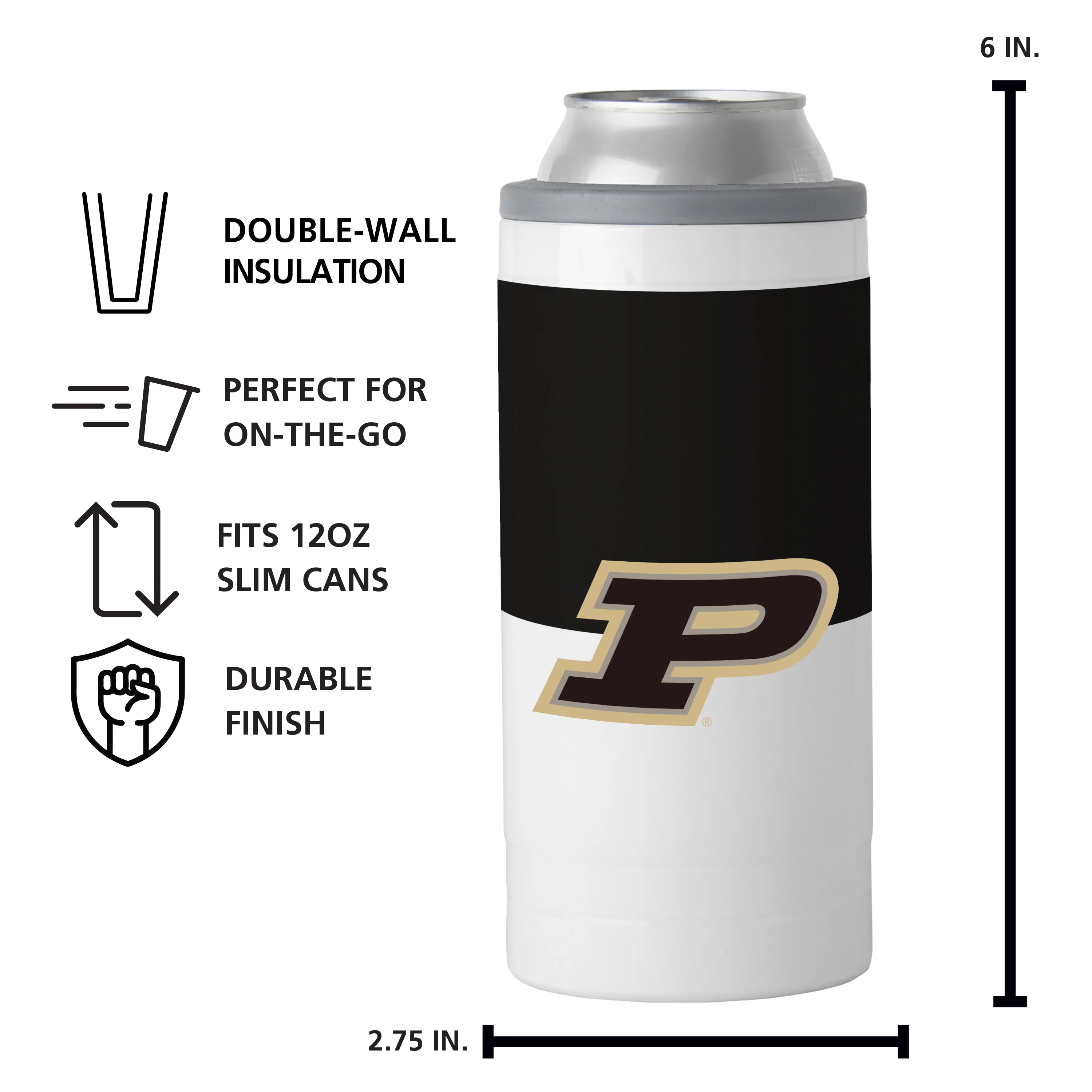 Purdue 12oz Colorblock Slim Can Coolie
