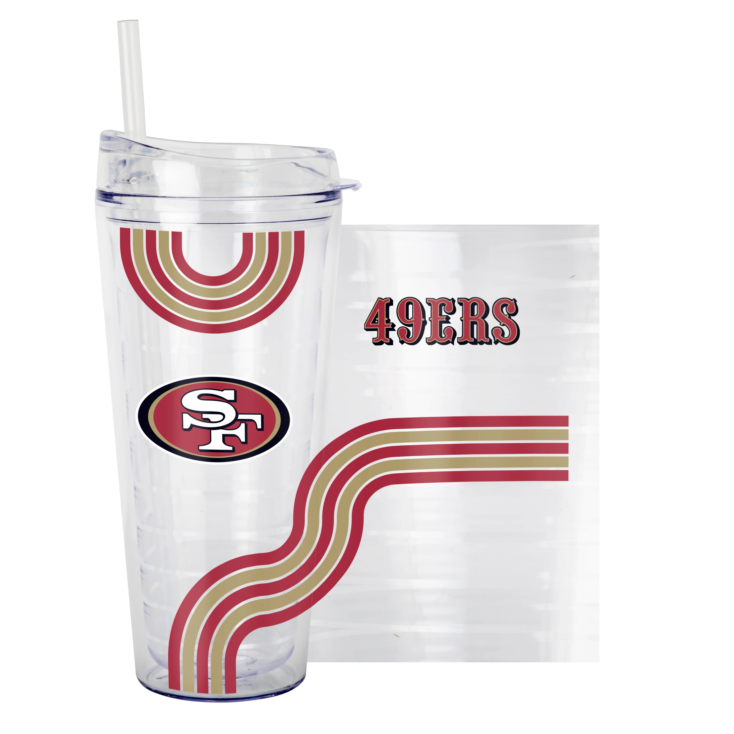 San Francisco 49ers 22oz Waves Dbl Wall Clear Tumbler - Image 3