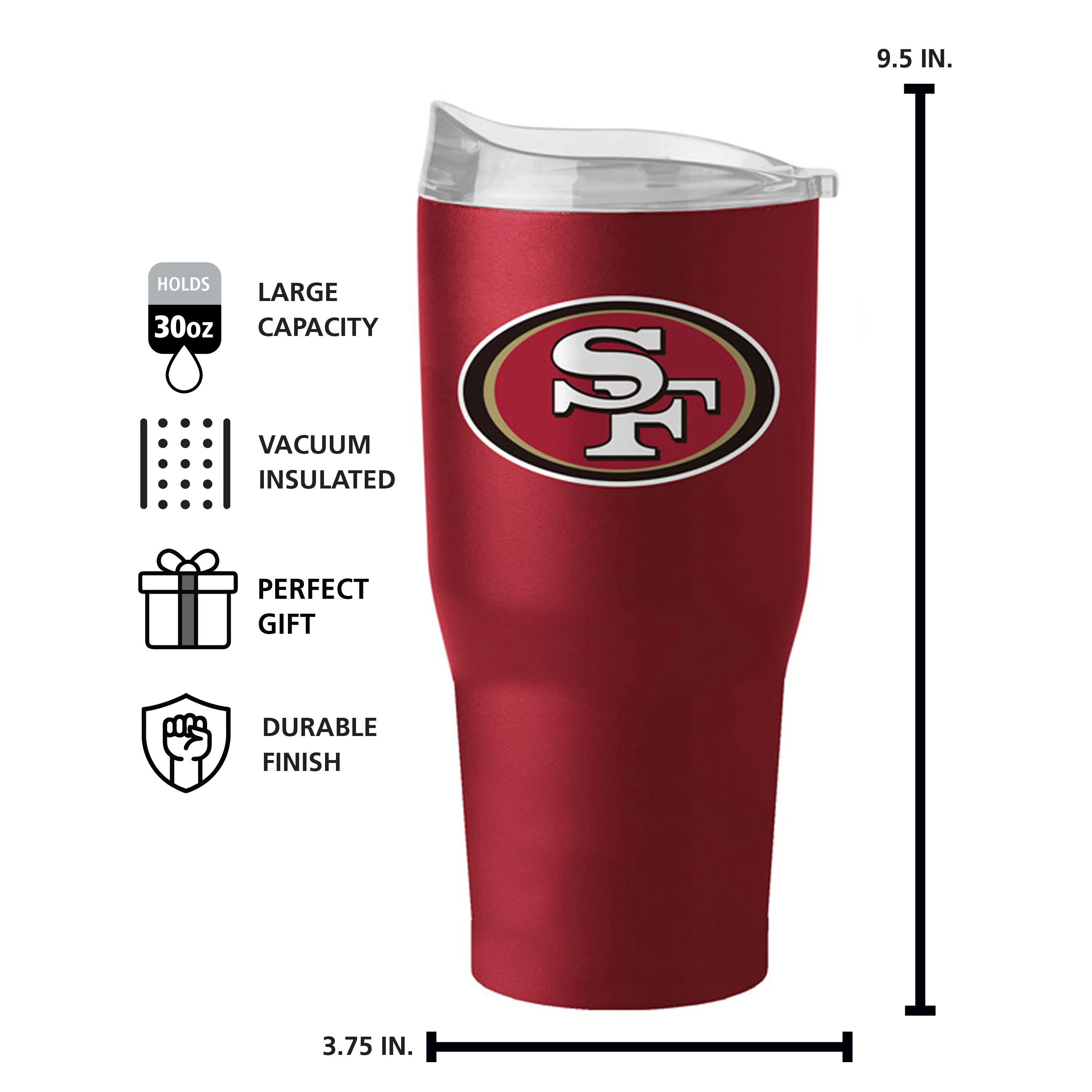 San Francisco 49ers 30oz Flipside Powder Coat Tumbler - Image 7
