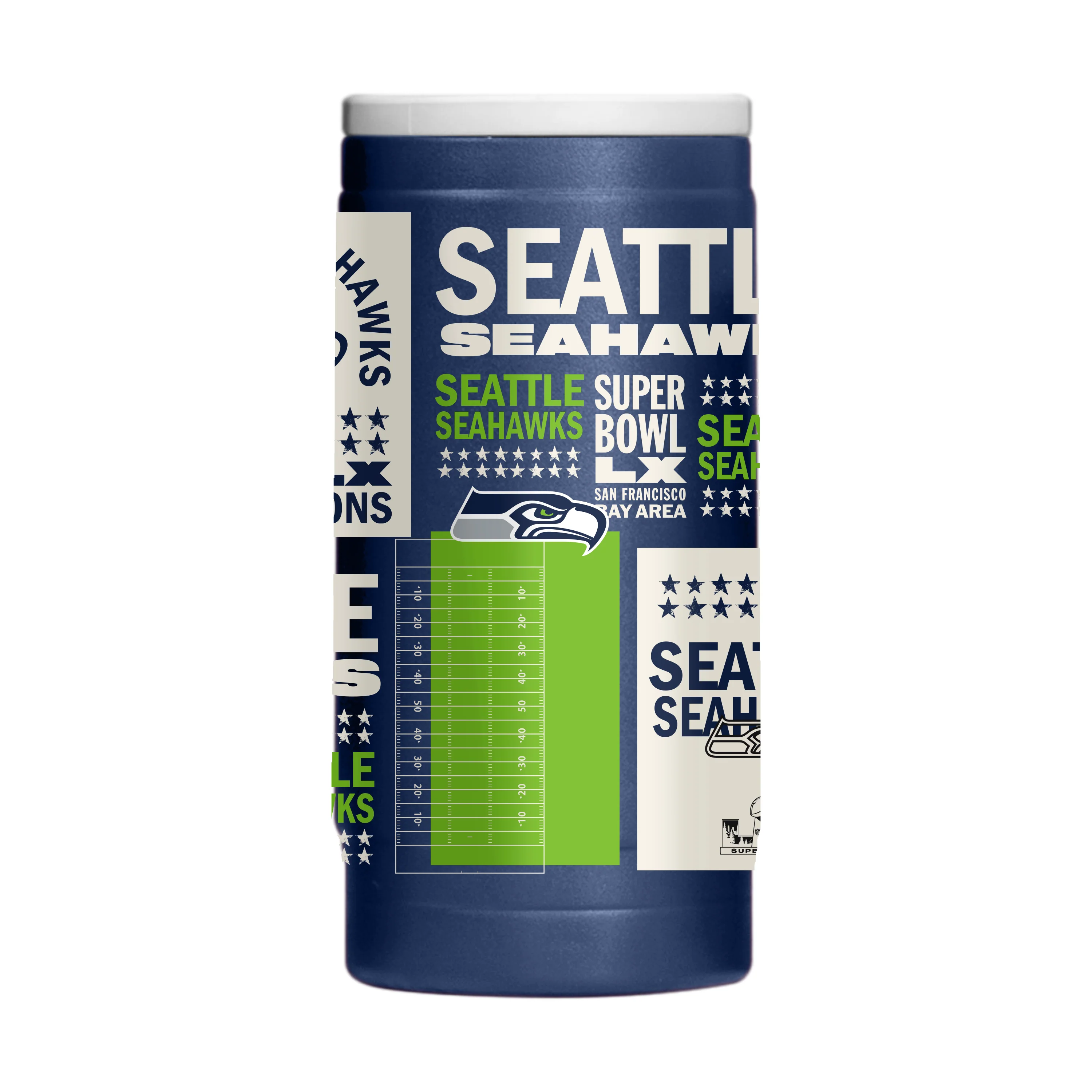 Seattle Seahawks Super Bowl 60 Champions 12oz PC Slim Can Coolie - Image 2