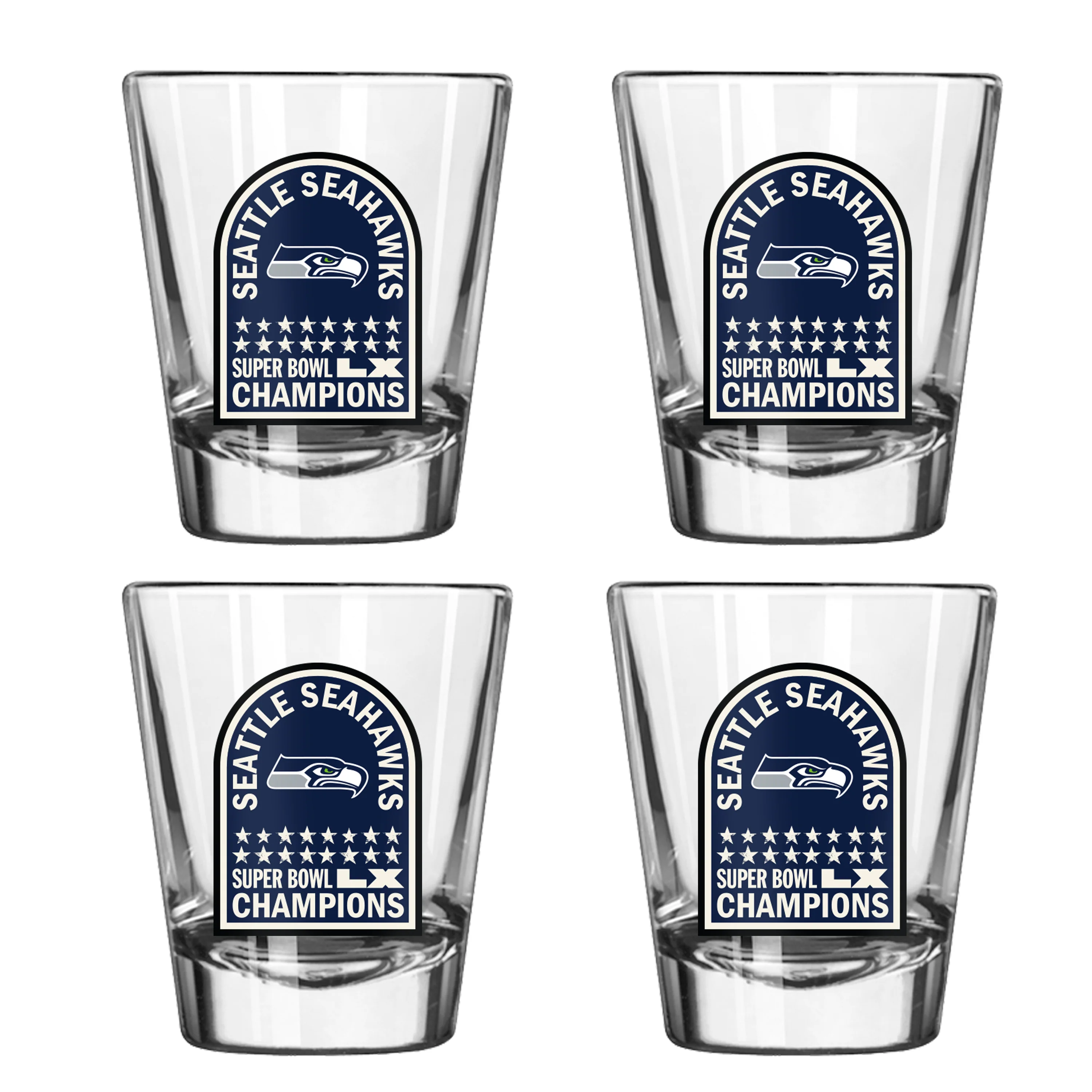 Seattle Seahawks 2026 Super Bowl Champions 2oz Shot Glass 4pk