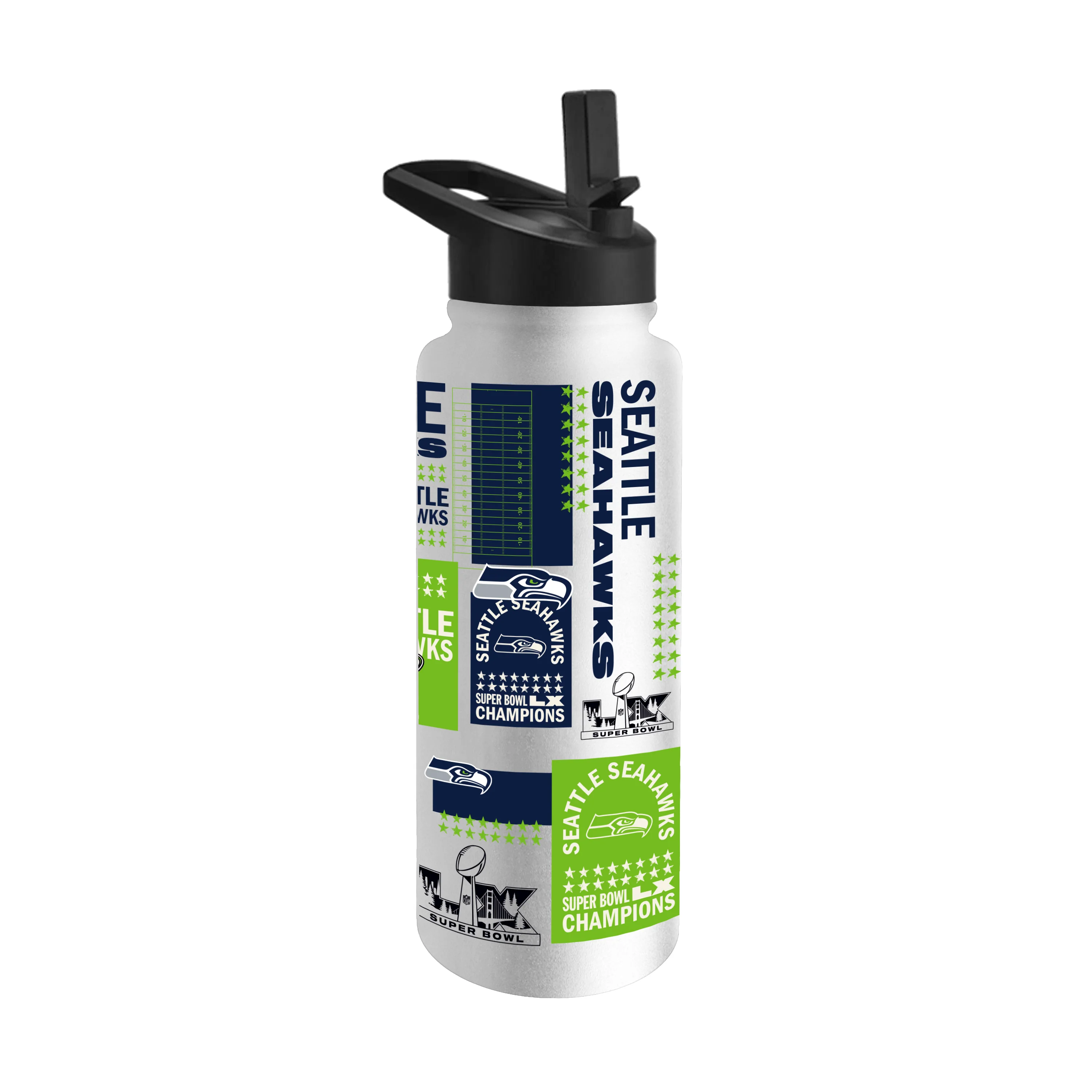 Seattle Seahawks Super Bowl 60 Champions 34oz Quencher Bottle - Image 2
