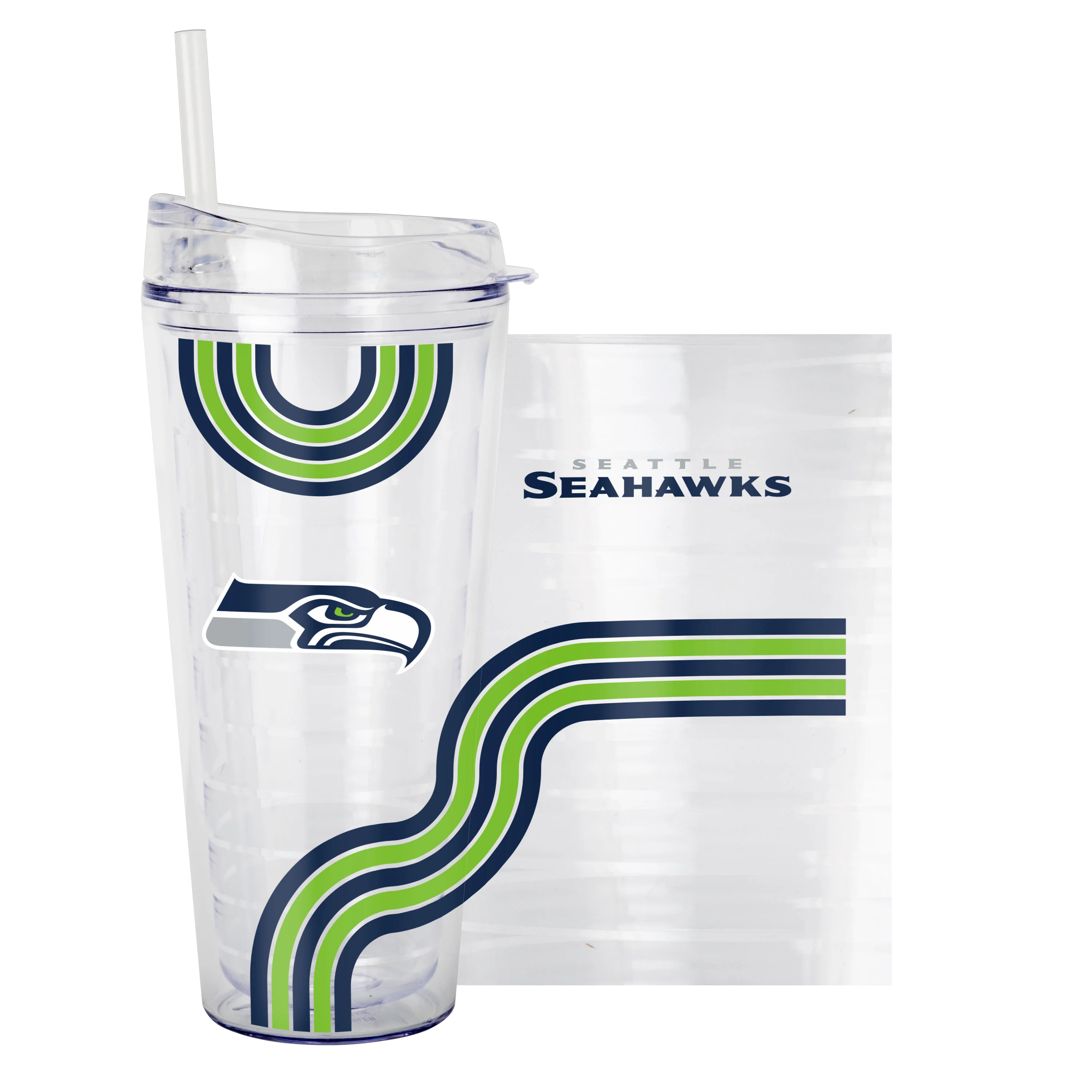Seattle Seahawks 22oz Waves Dbl Wall Clear Tumbler - Image 3