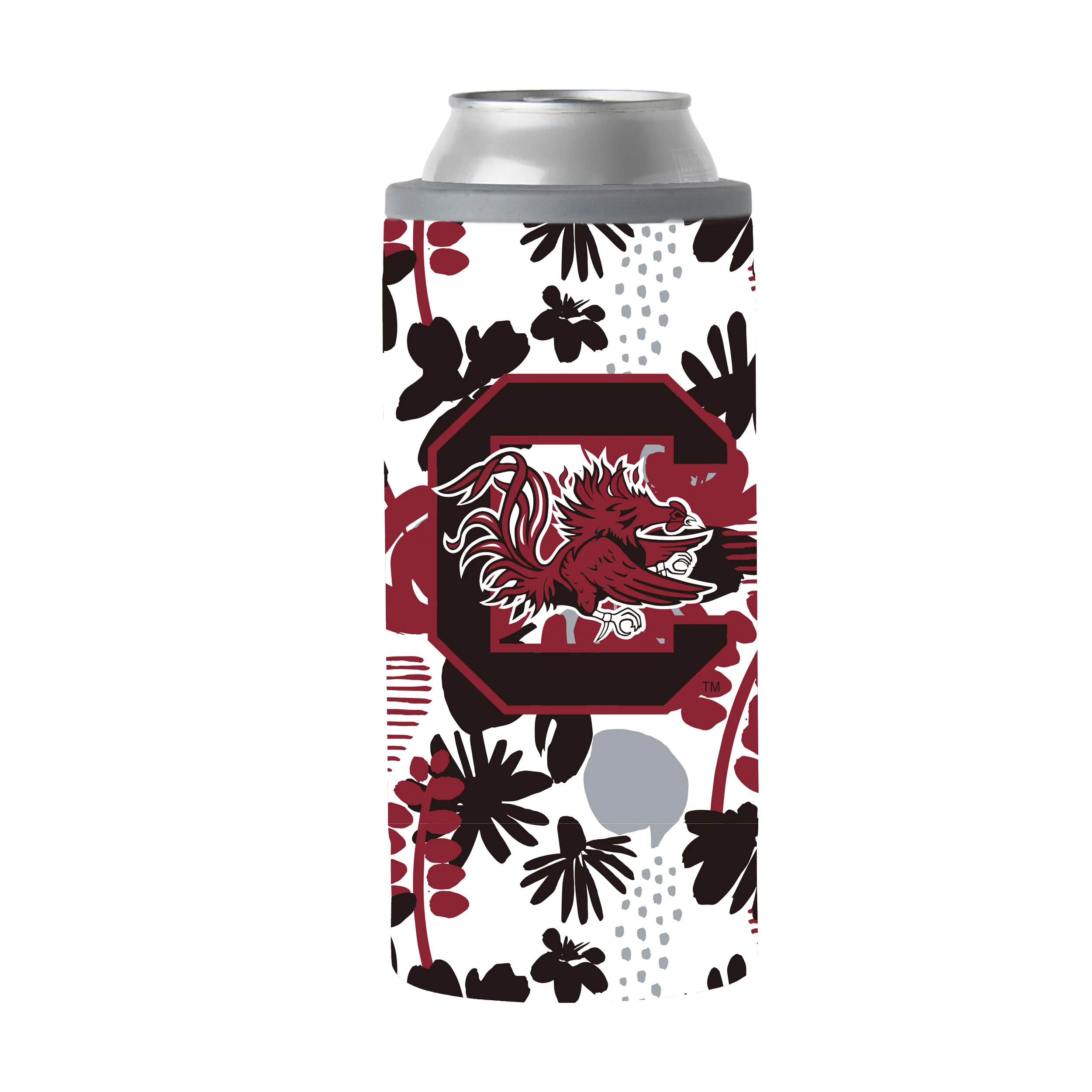 South Carolina 12oz Floral Slim Can Coolie - Image 2