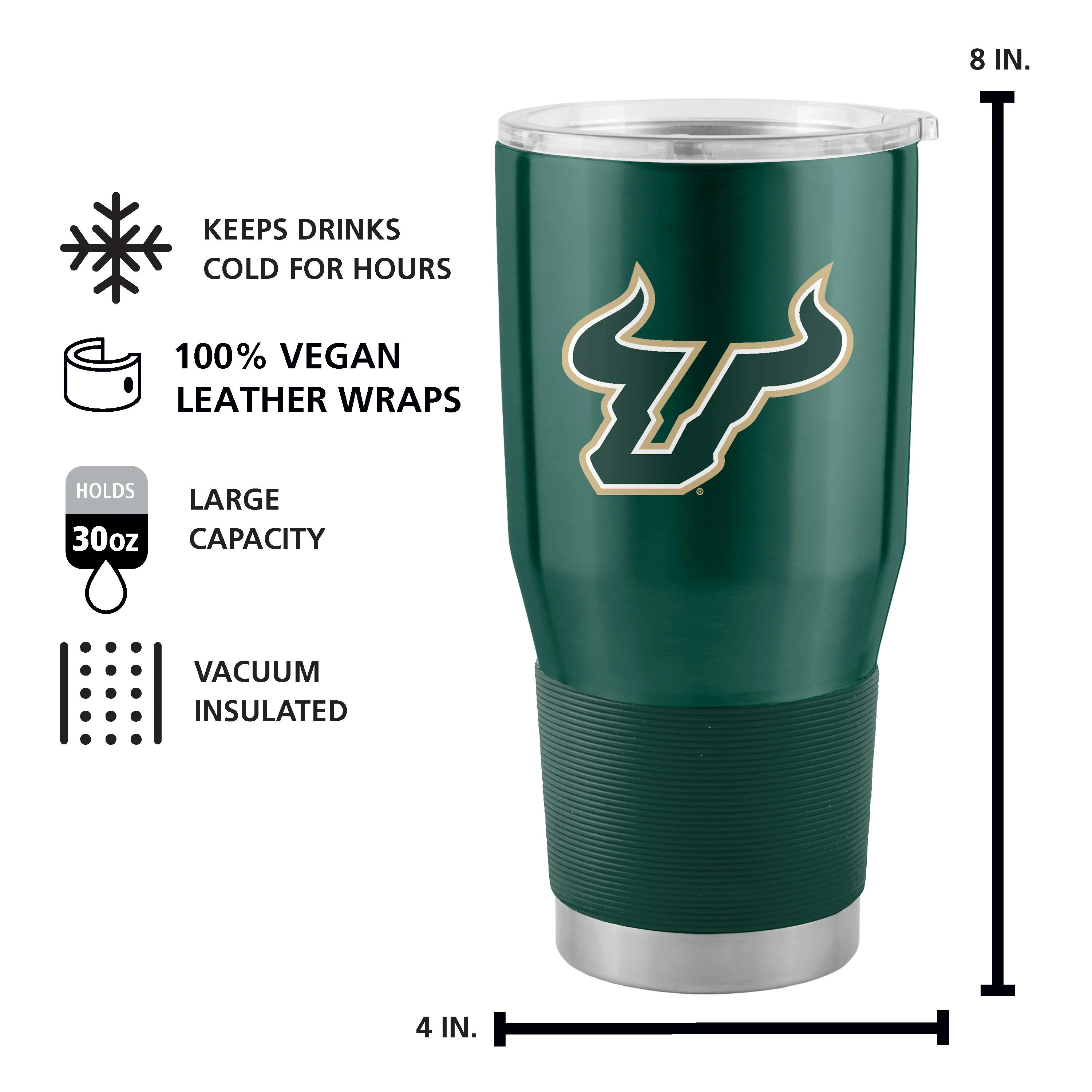 South Florida 30oz Gameday Stainless Steel Tumbler - Image 4