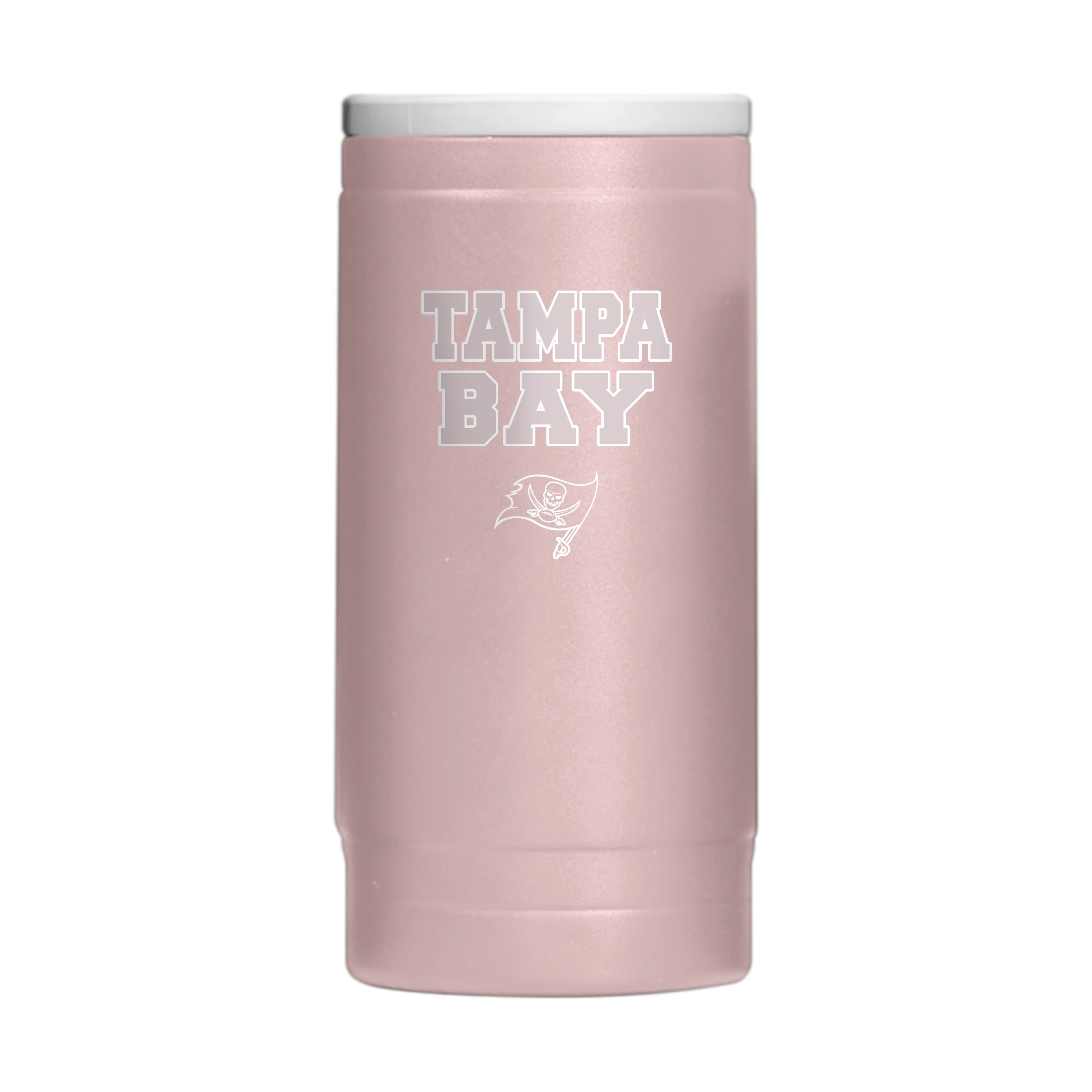 Tampa Bay Buccaneers Stencil Powder Coat Slim Can Coolie