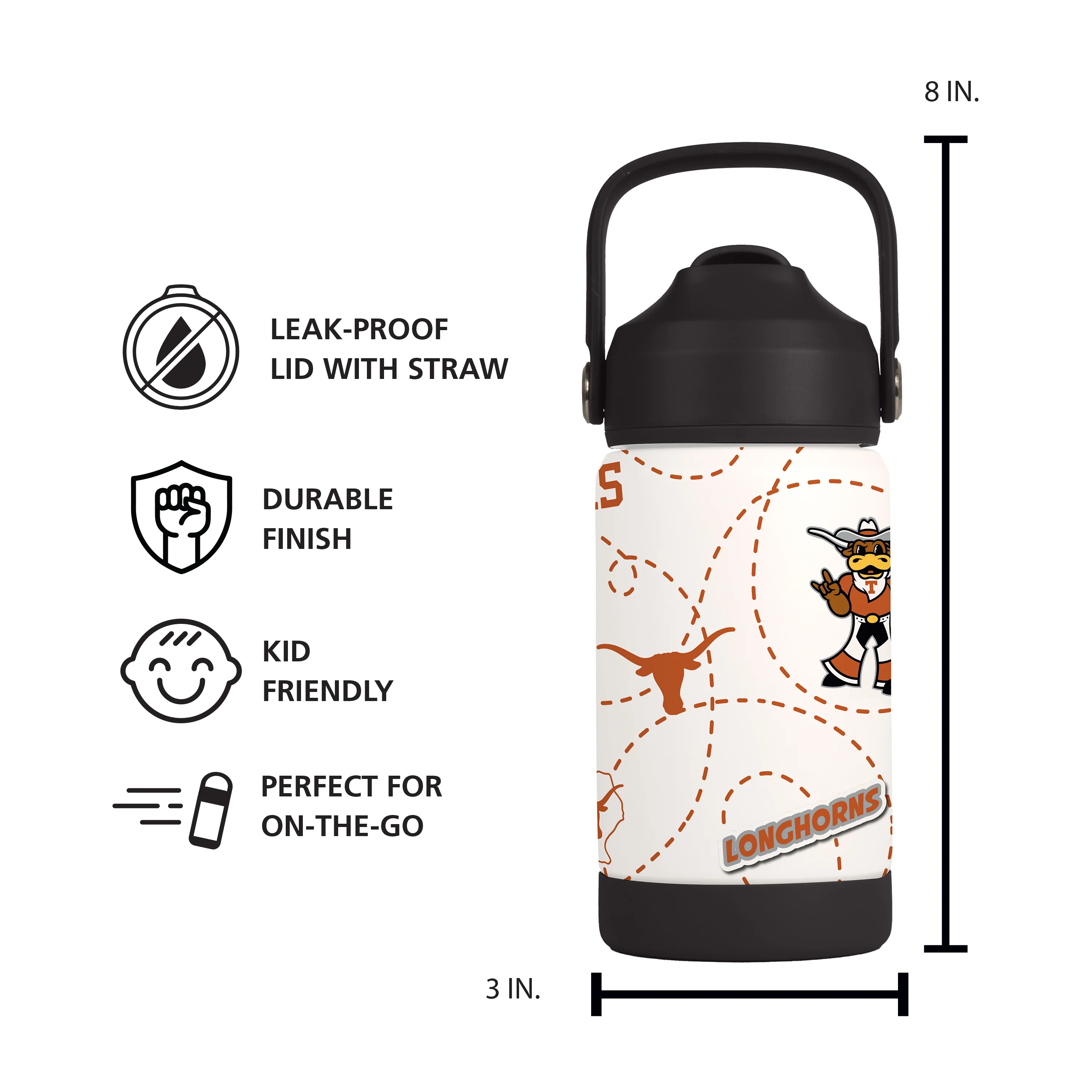 Texas 12oz Mascot SS Kids Bottle - Image 6
