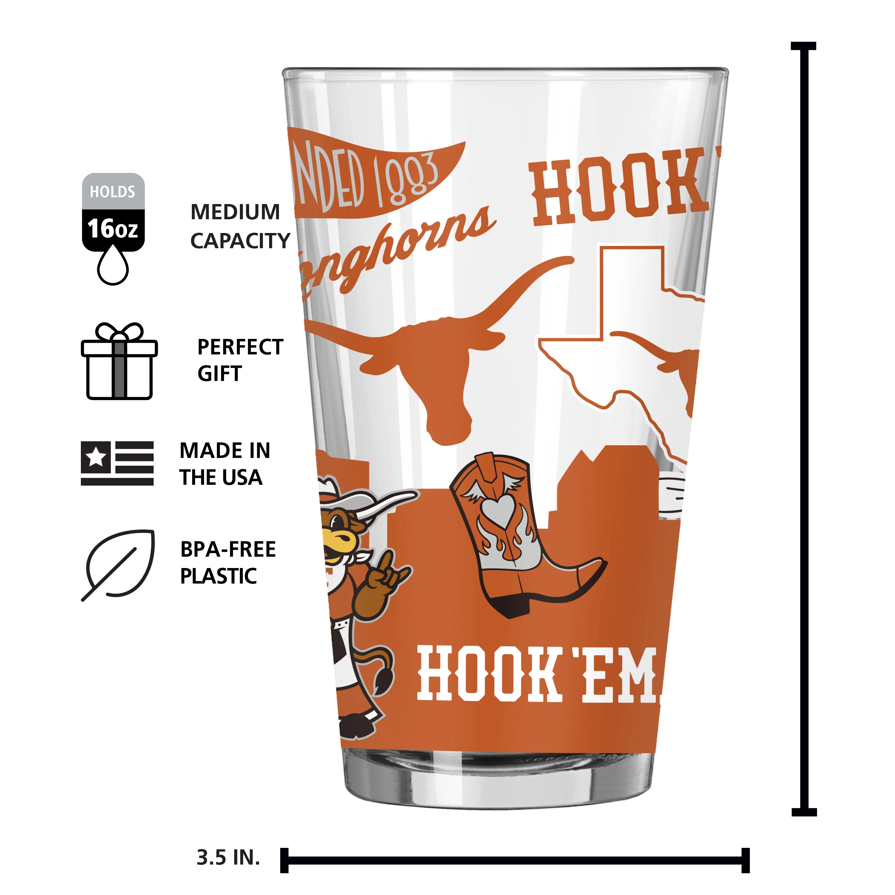Texas 16oz Native Pint Glass - Image 4
