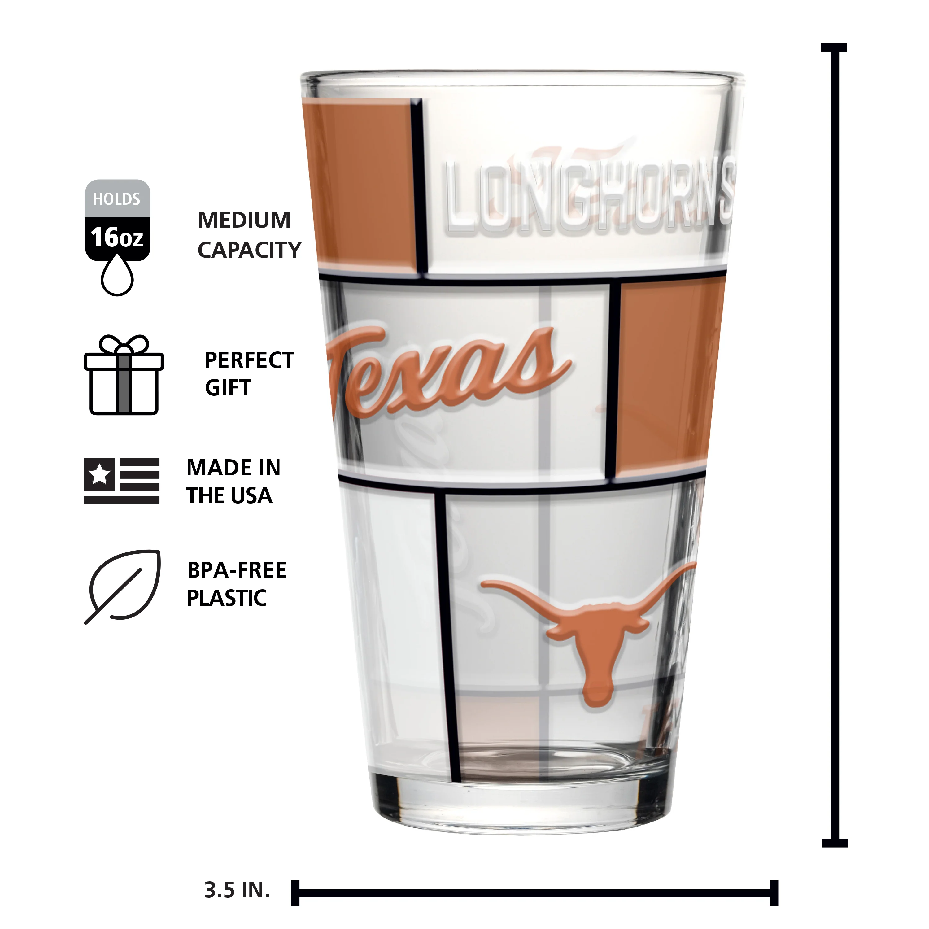 Texas 16oz Quilted Stained Pint Glass - Image 6