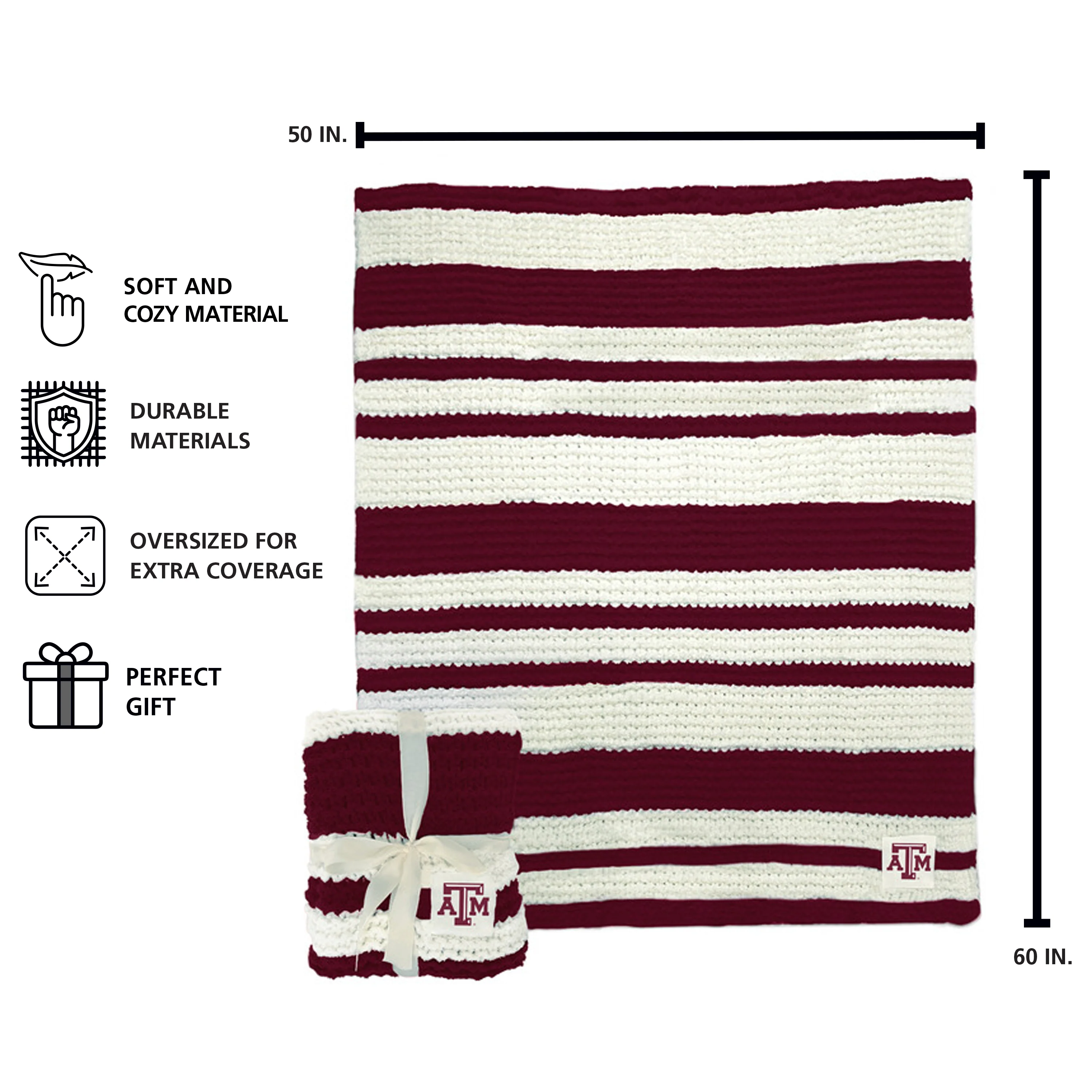 Texas A&M Cable Knit Throw 50x60 - Image 3
