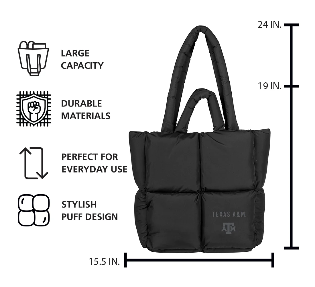 Texas A&M Puff Black Tote - Image 4