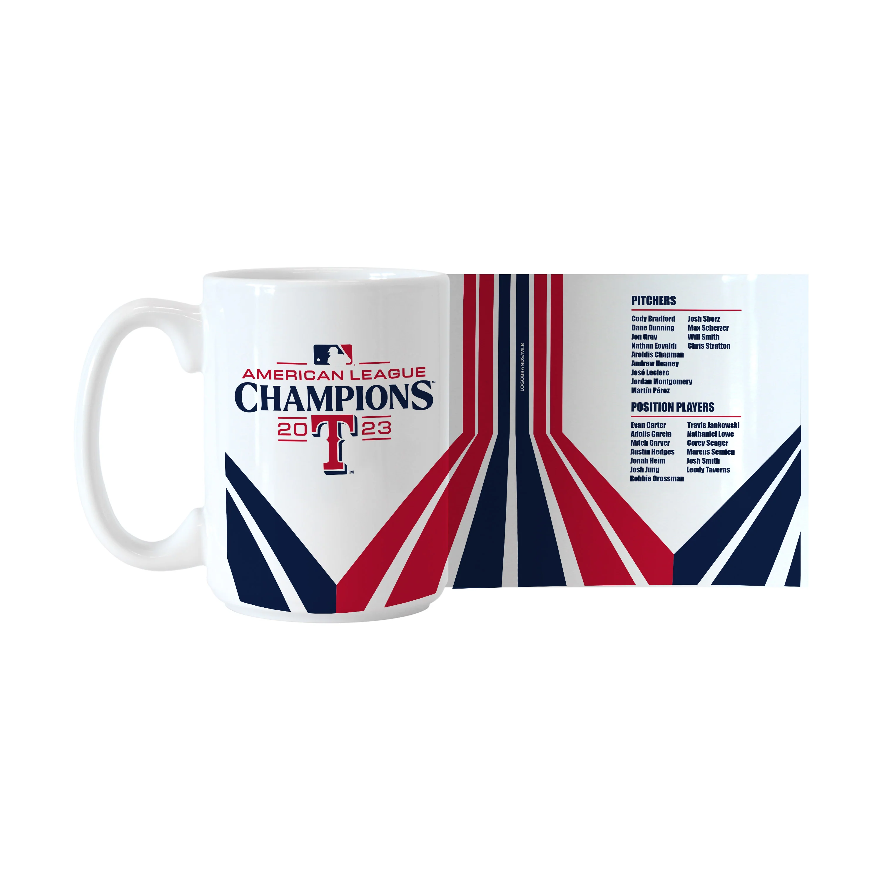 Texas Rangers 15oz 2023 AL Champions Roster Sublimated Mug - Image 2