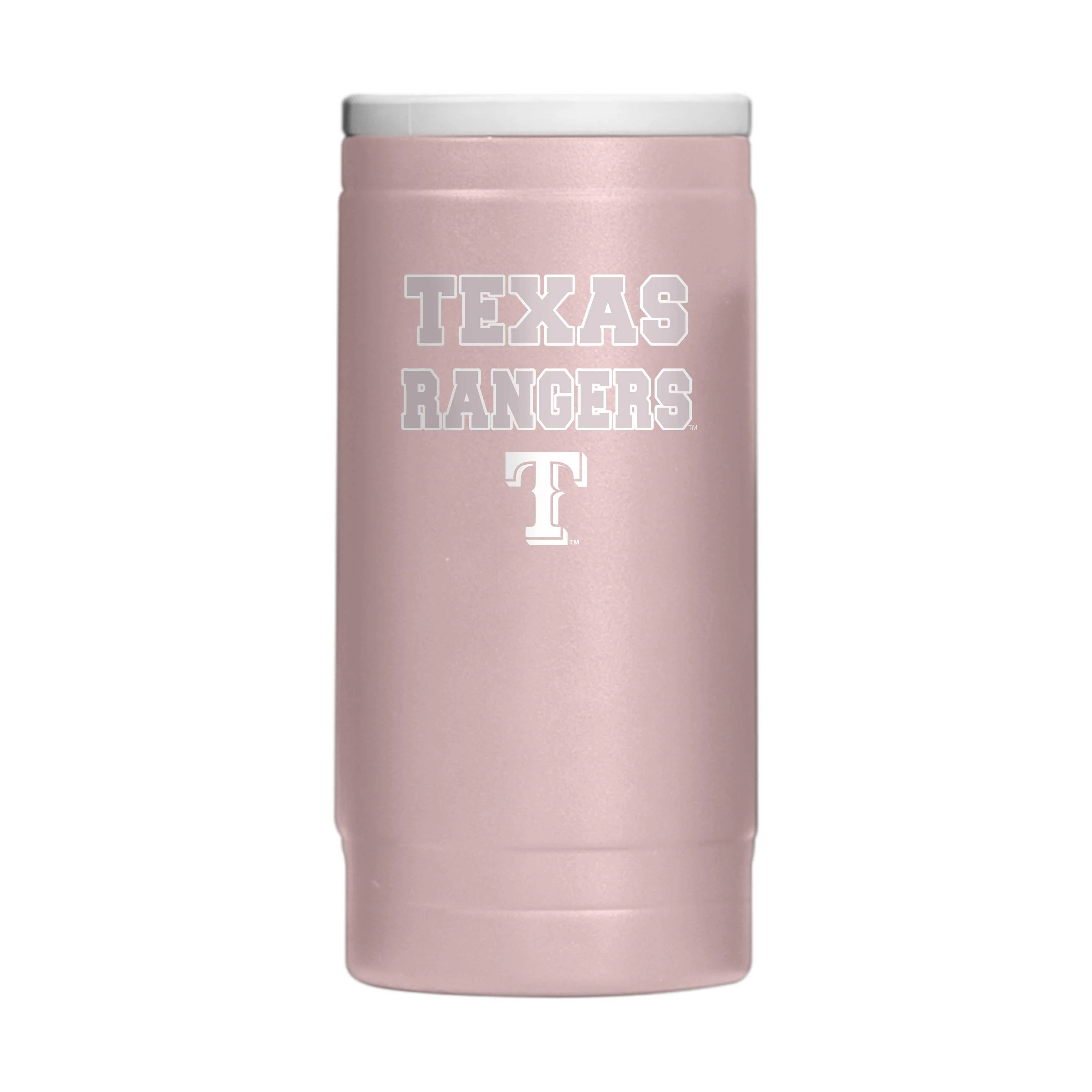 Texas Rangers Stencil Powder Coat Slim Can Coolie