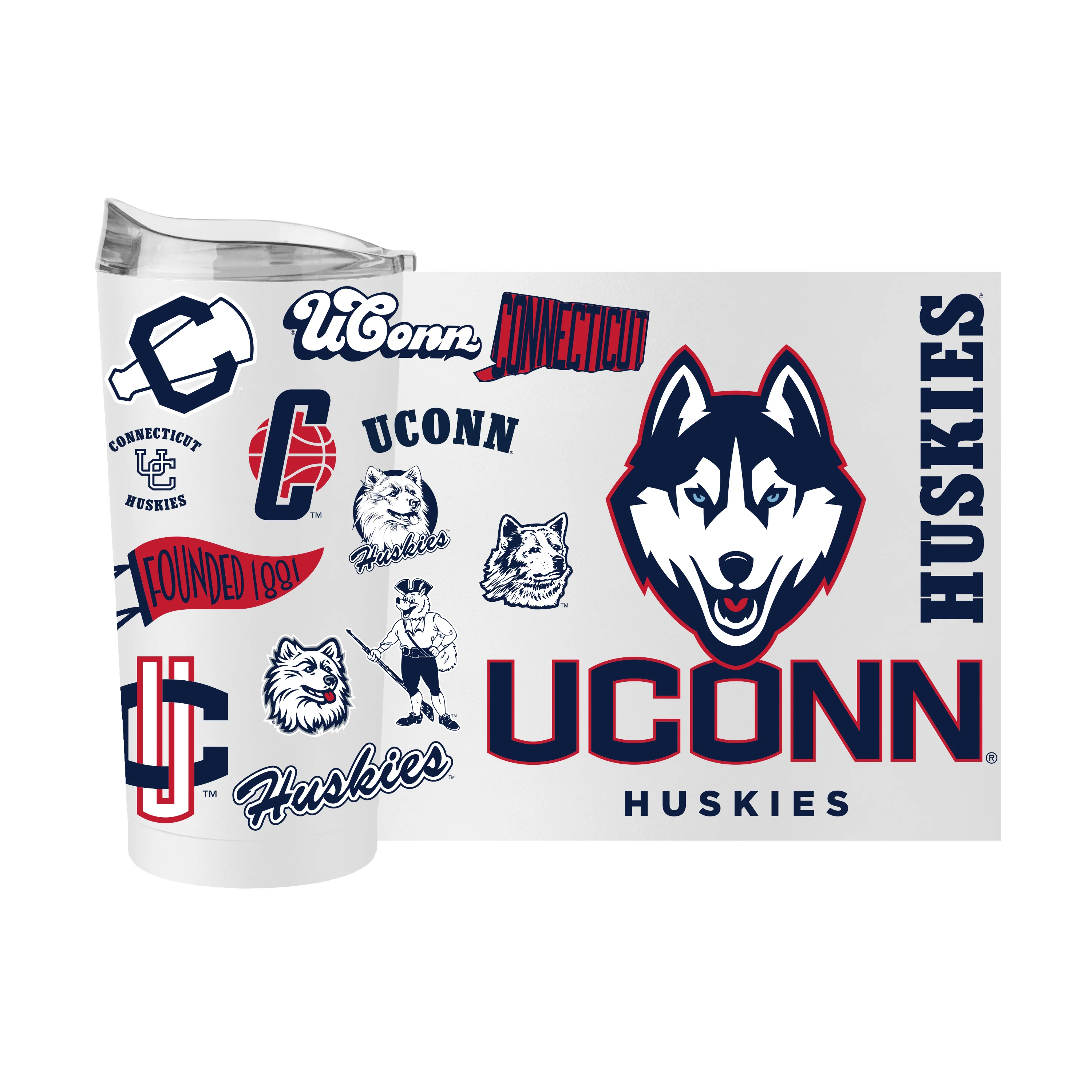 University of Connecticut Vintage History of Husky 20oz Powder Coat Tumbler - Image 2