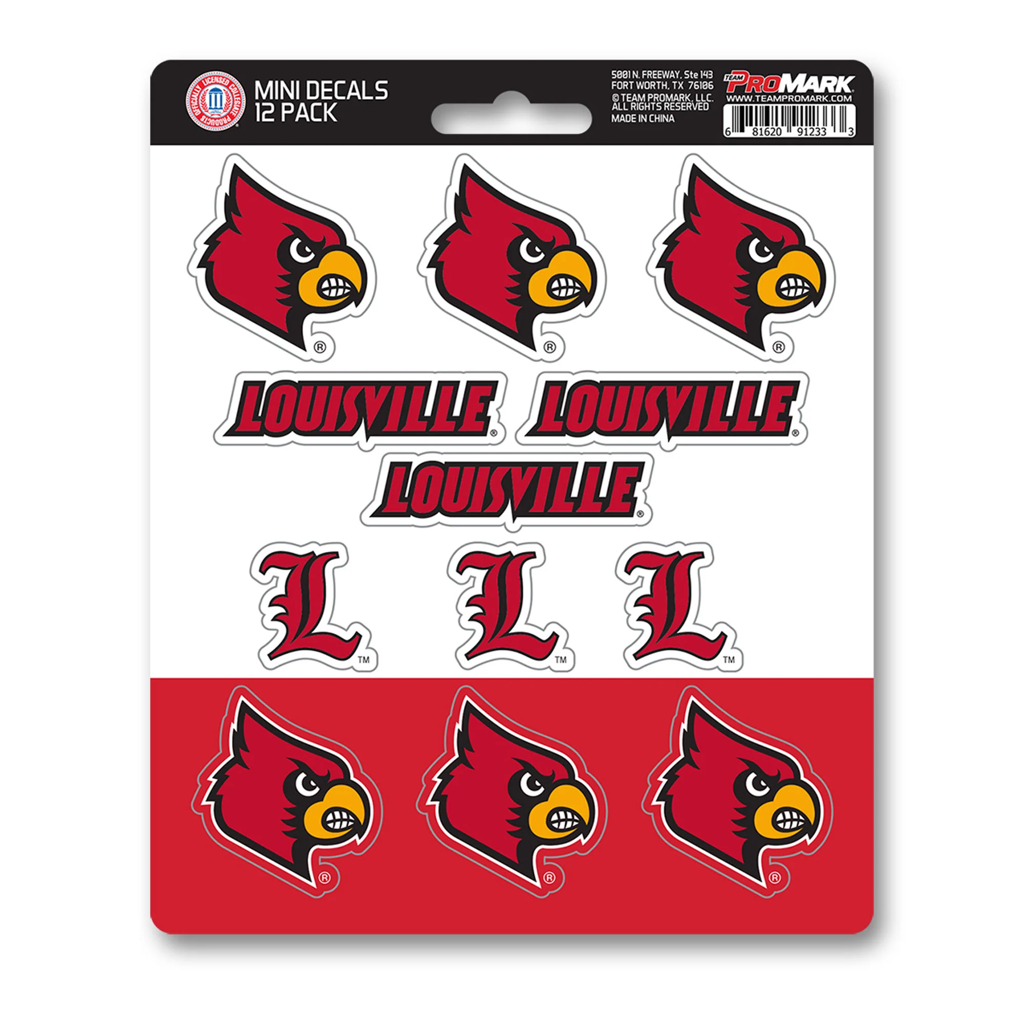 University of Louisville Mini Decal 12-pk