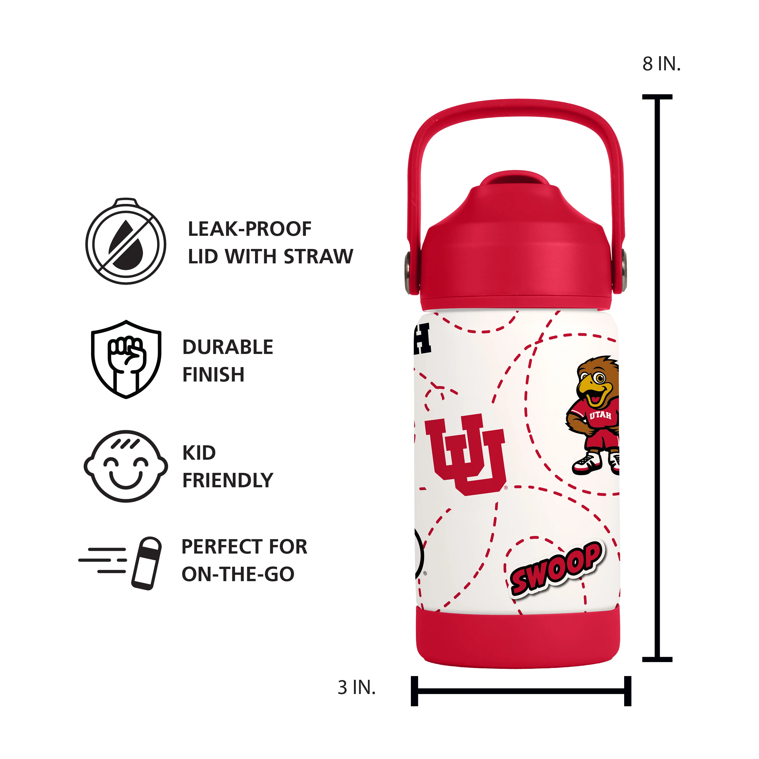 Utah 12oz Mascot SS Kids Bottle - Image 3
