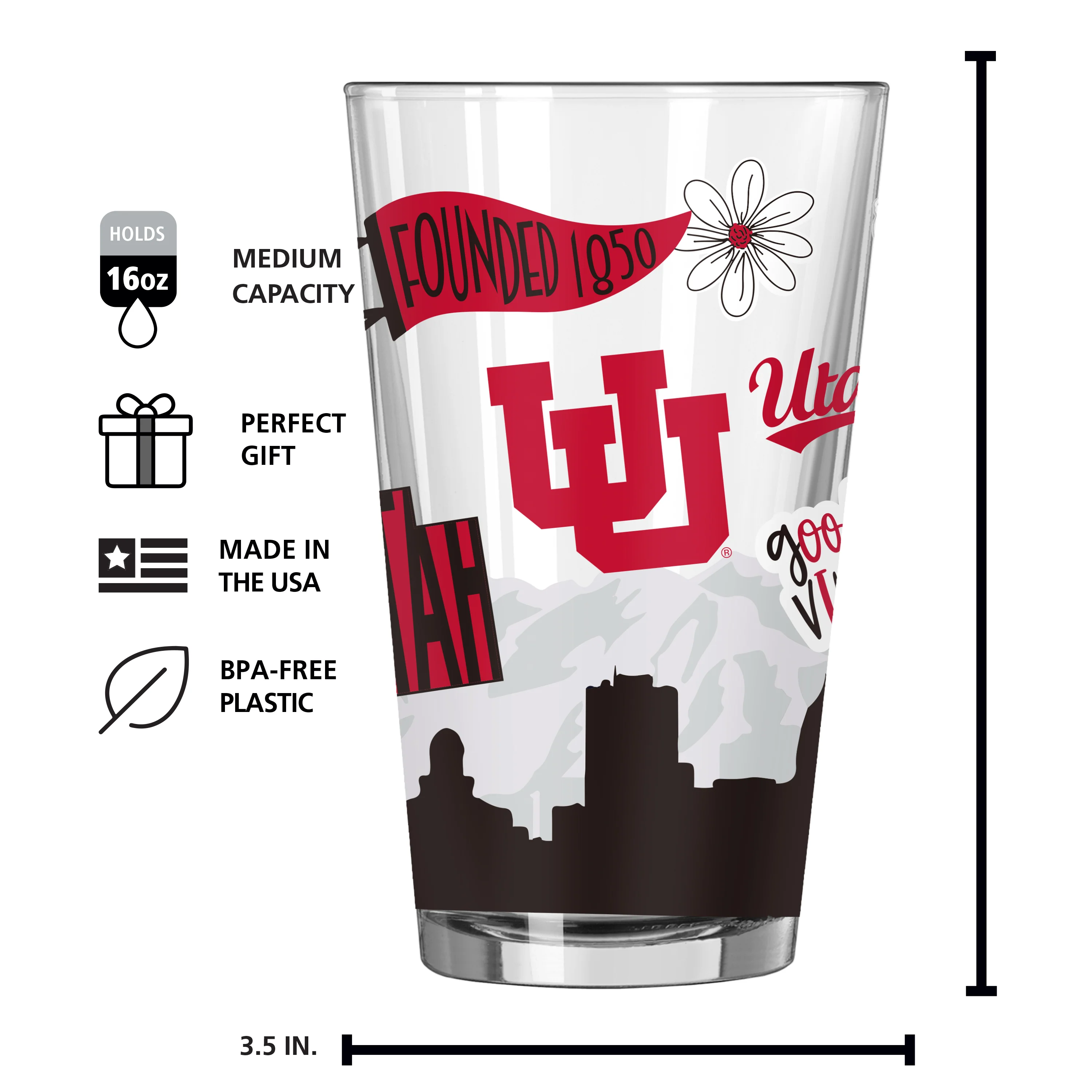 Utah 16oz Native Pint Glass - Image 4