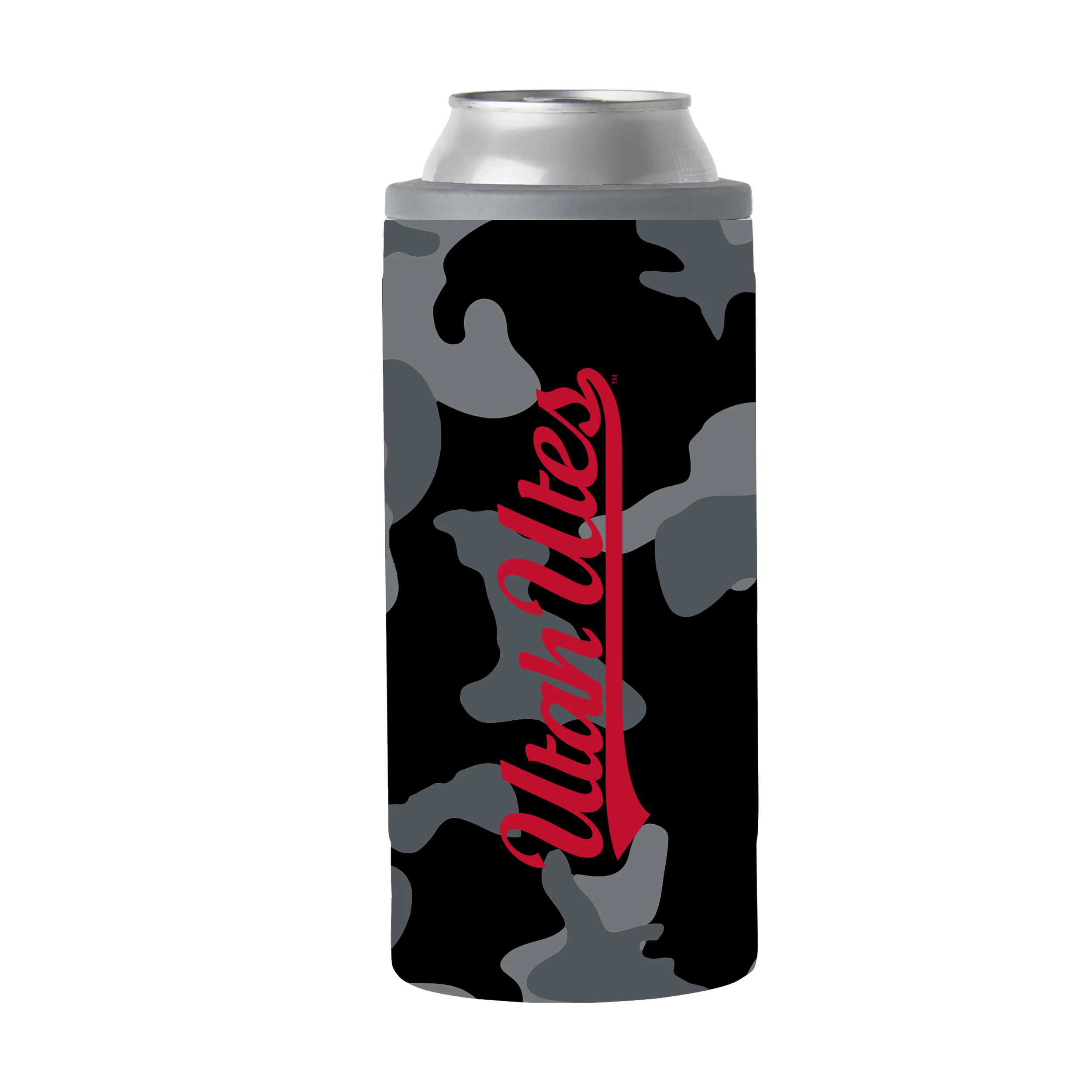 Utah Black Camo 12oz Slim Can Coolie - Image 2