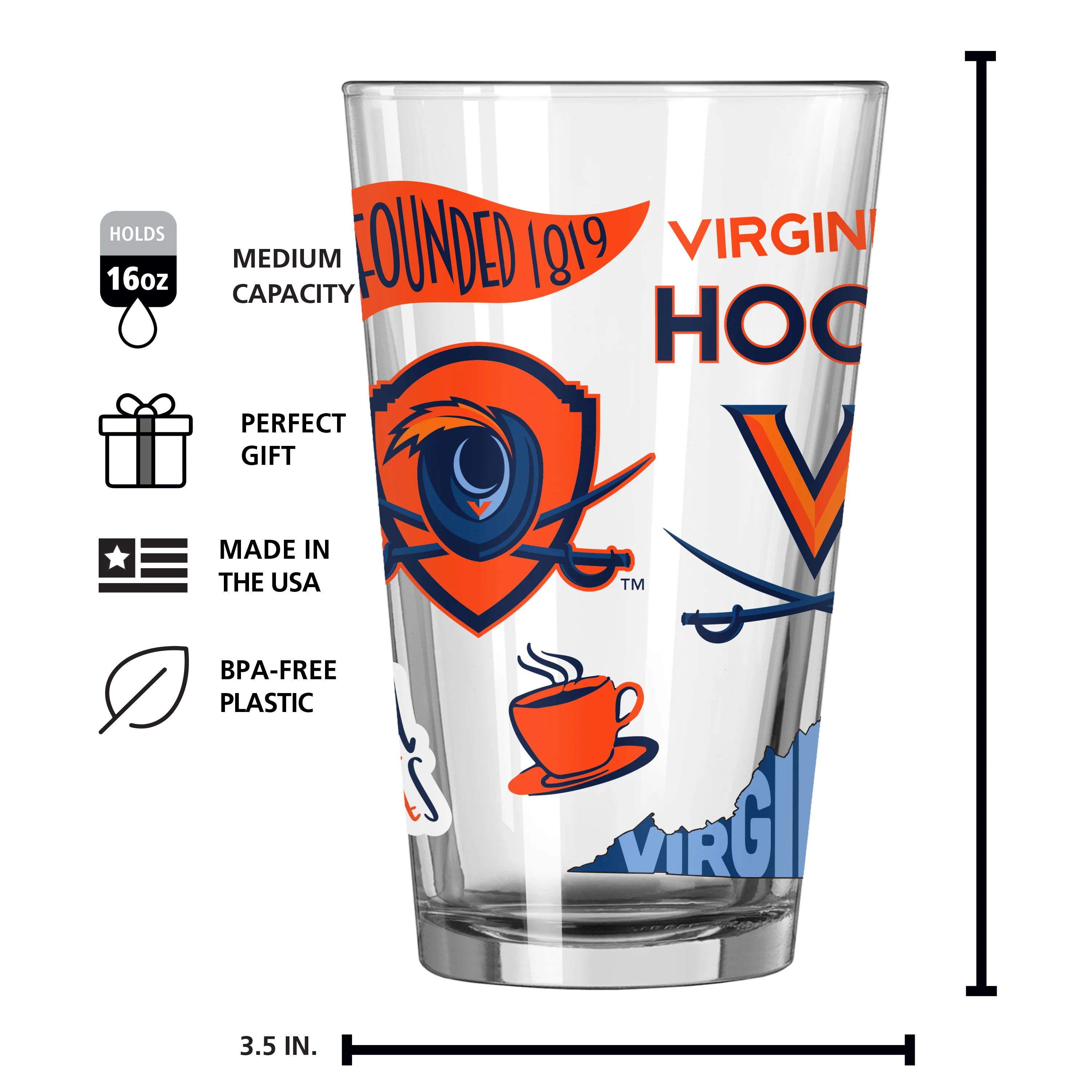 Virginia 16oz Native Pint Glass - Image 4