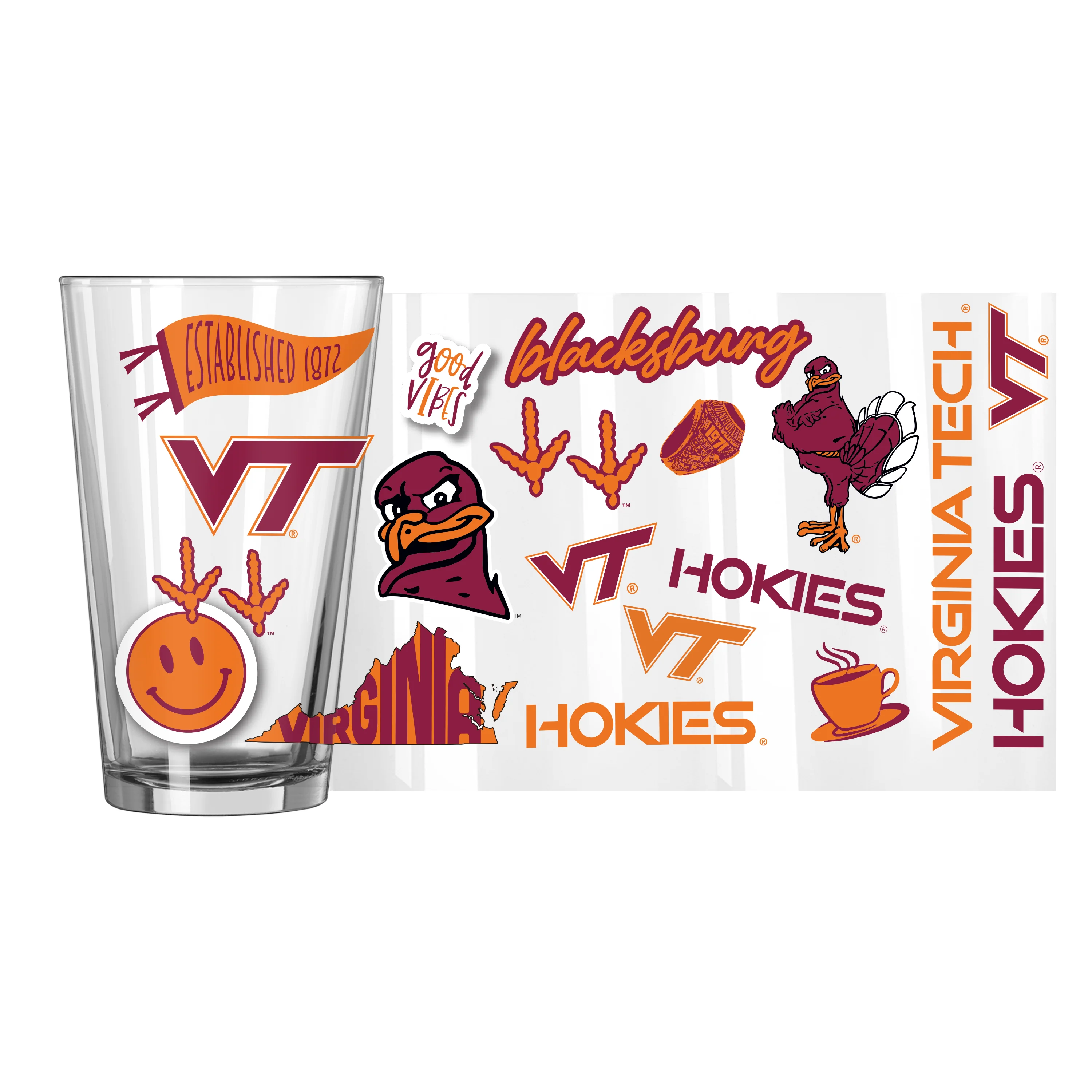 Virginia Tech 16oz Native Pint Glass