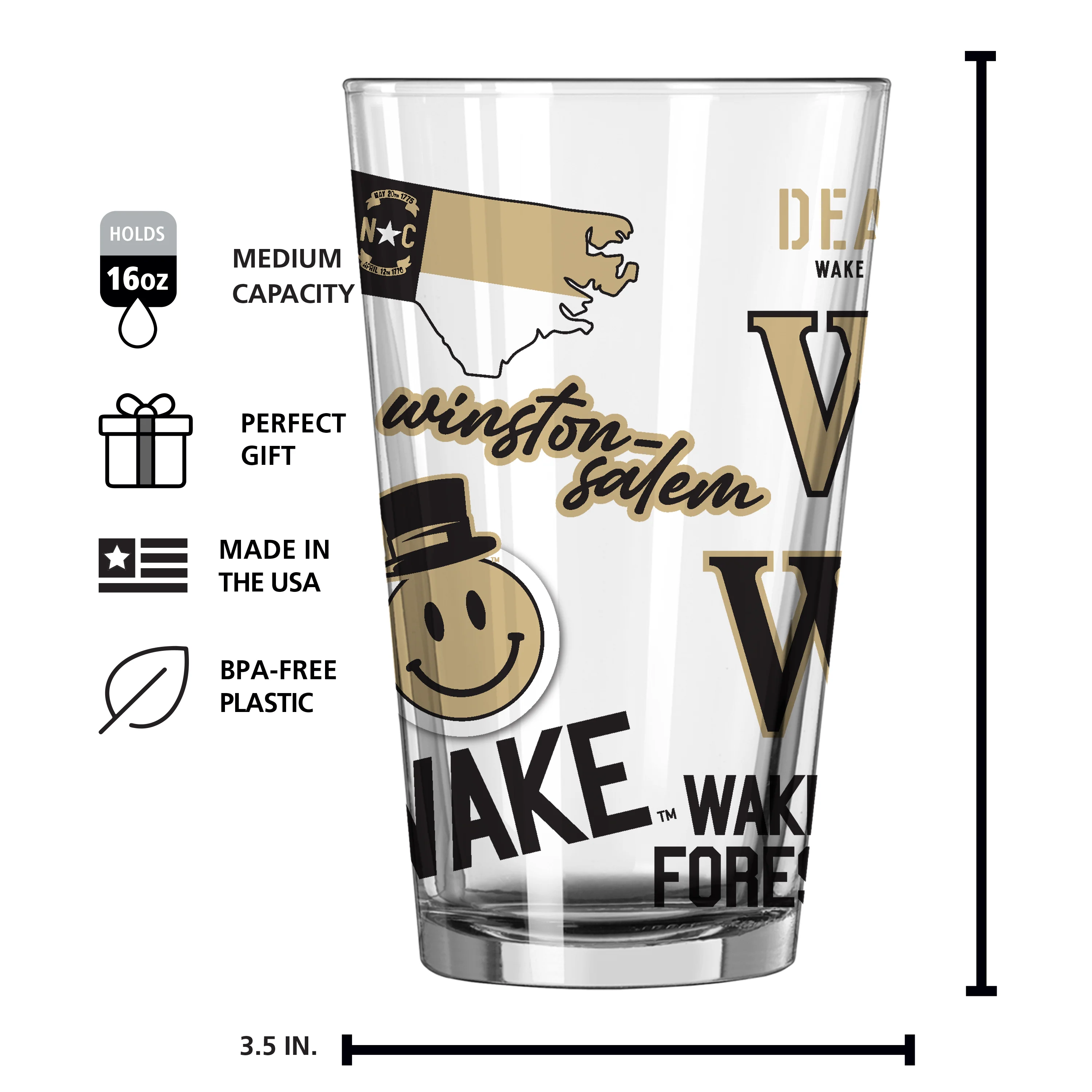 Wake Forest 16oz Native Pint Glass - Image 8