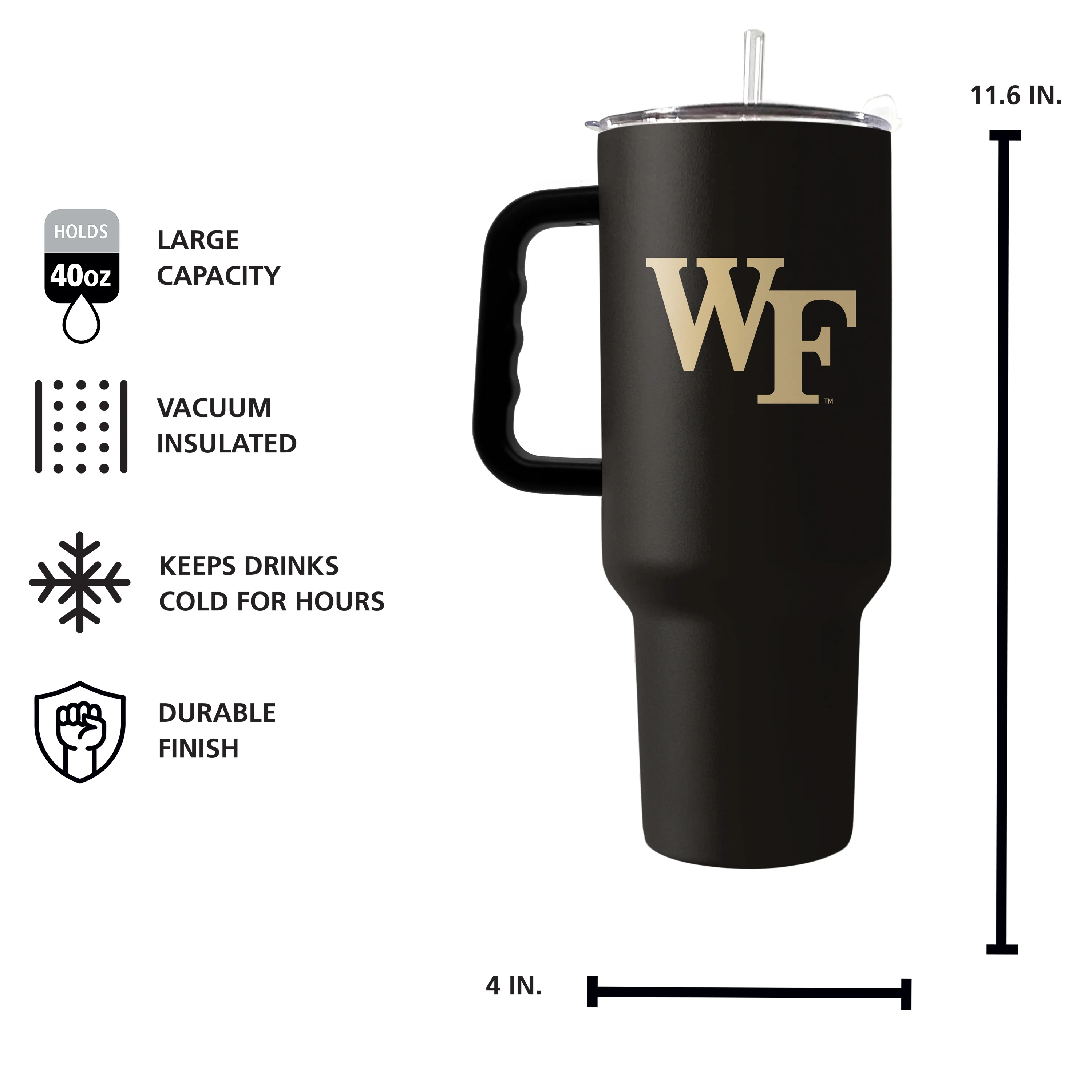 Wake Forest 40oz Flipside Powder Coat Tumbler - Image 5