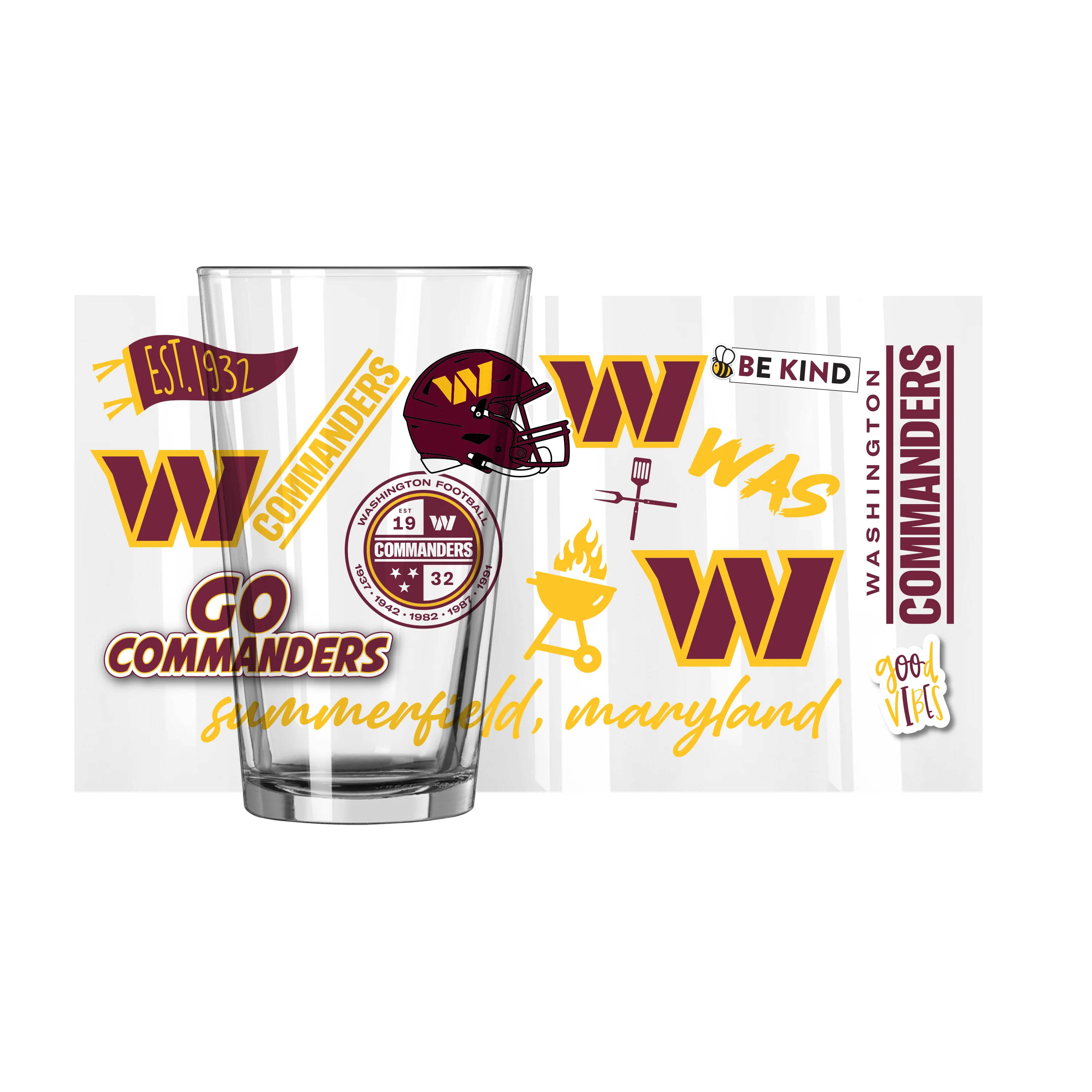 Washington Commanders 16oz Native Pint Glass - Image 2