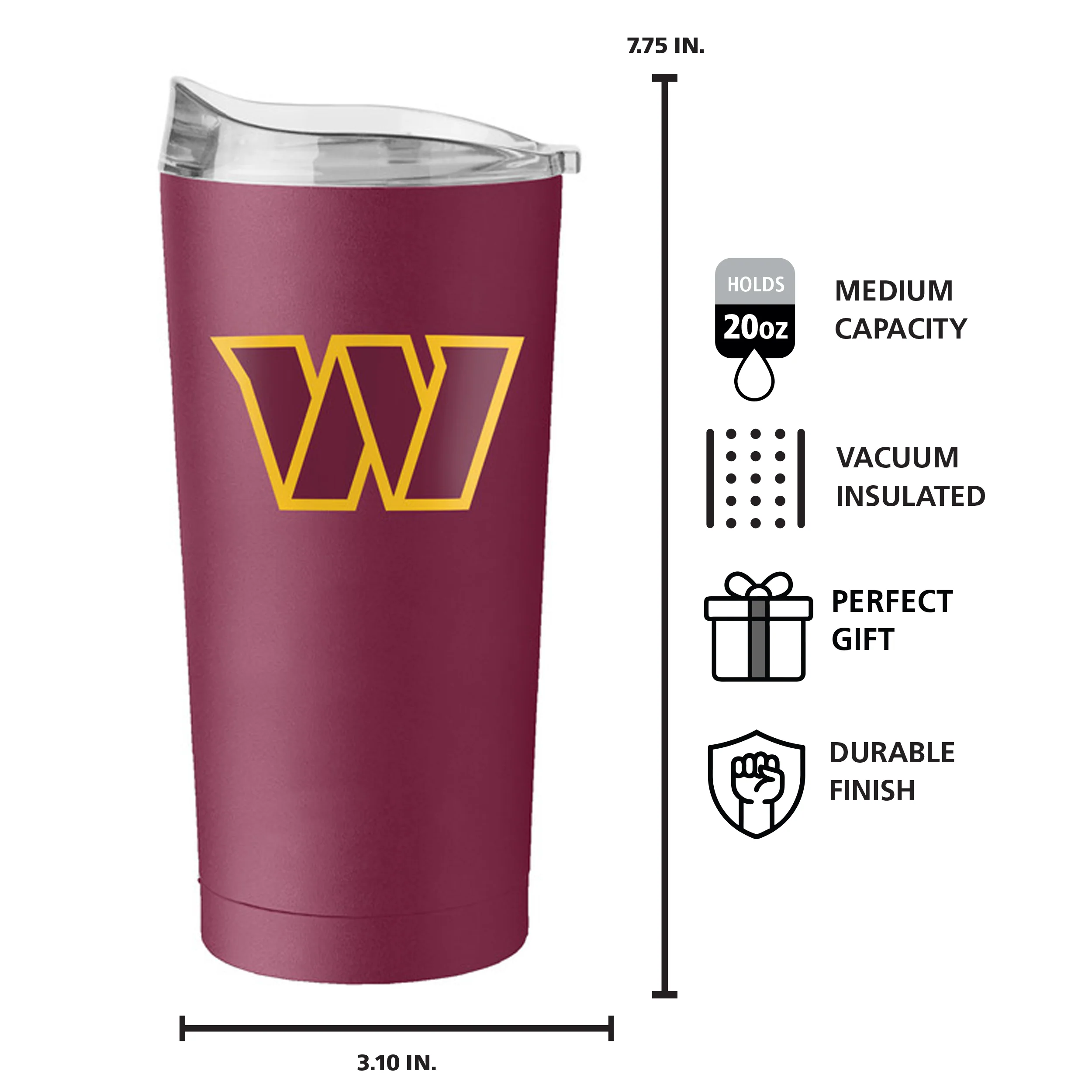 Washington Commanders 20oz Flipside Powder Coat Tumbler - Image 6