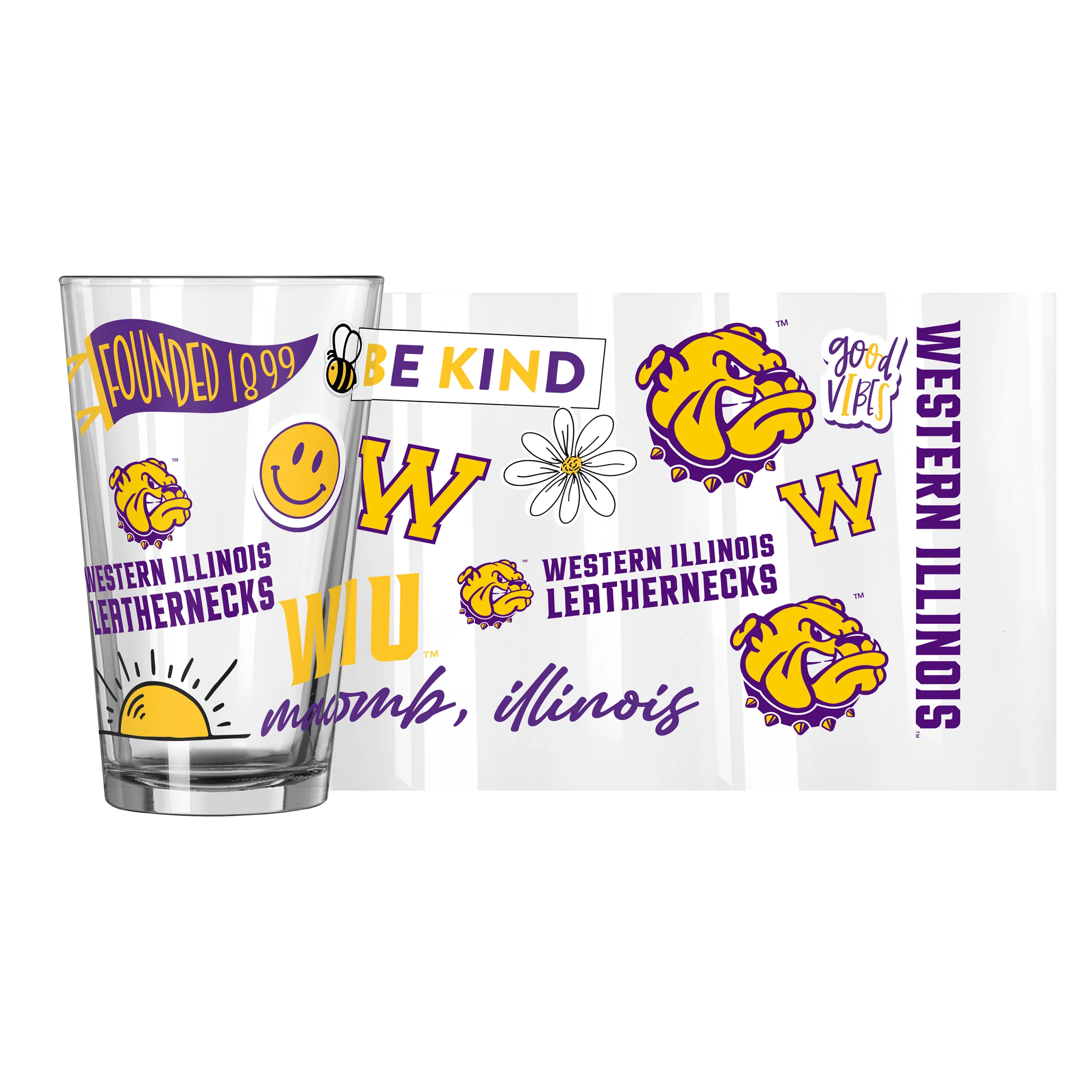 Western Illinois 16oz Native Pint Glass - Image 2