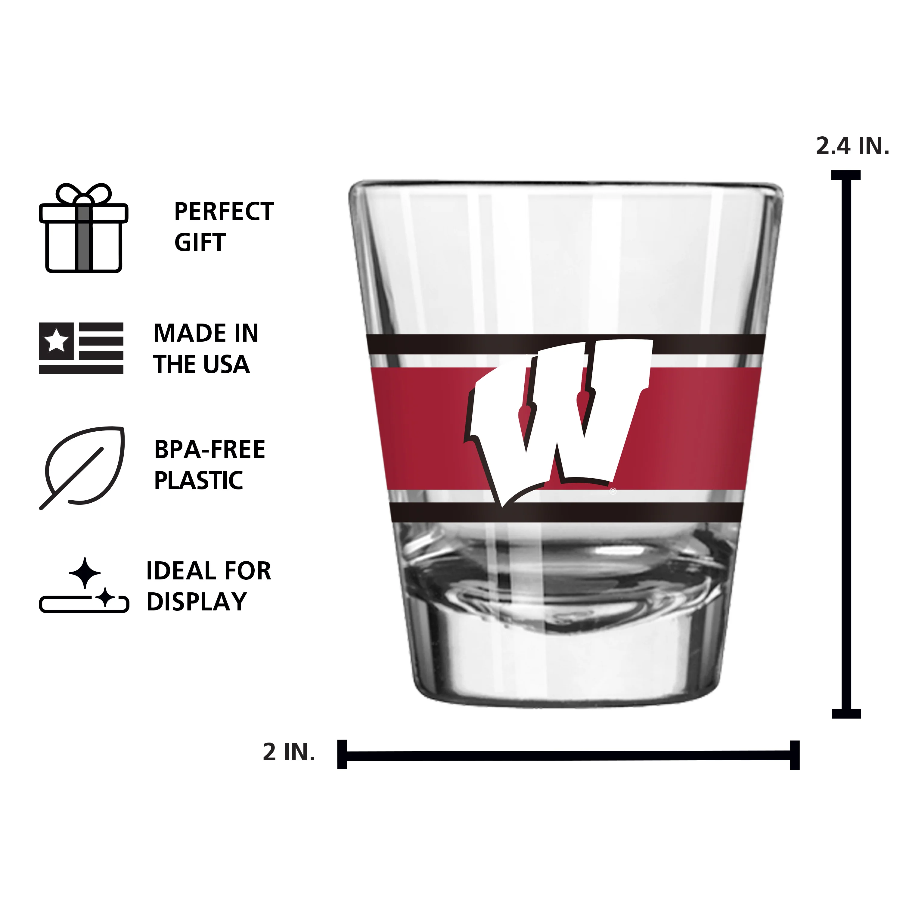 Wisconsin 2oz Stripe Shot Glass - Image 4