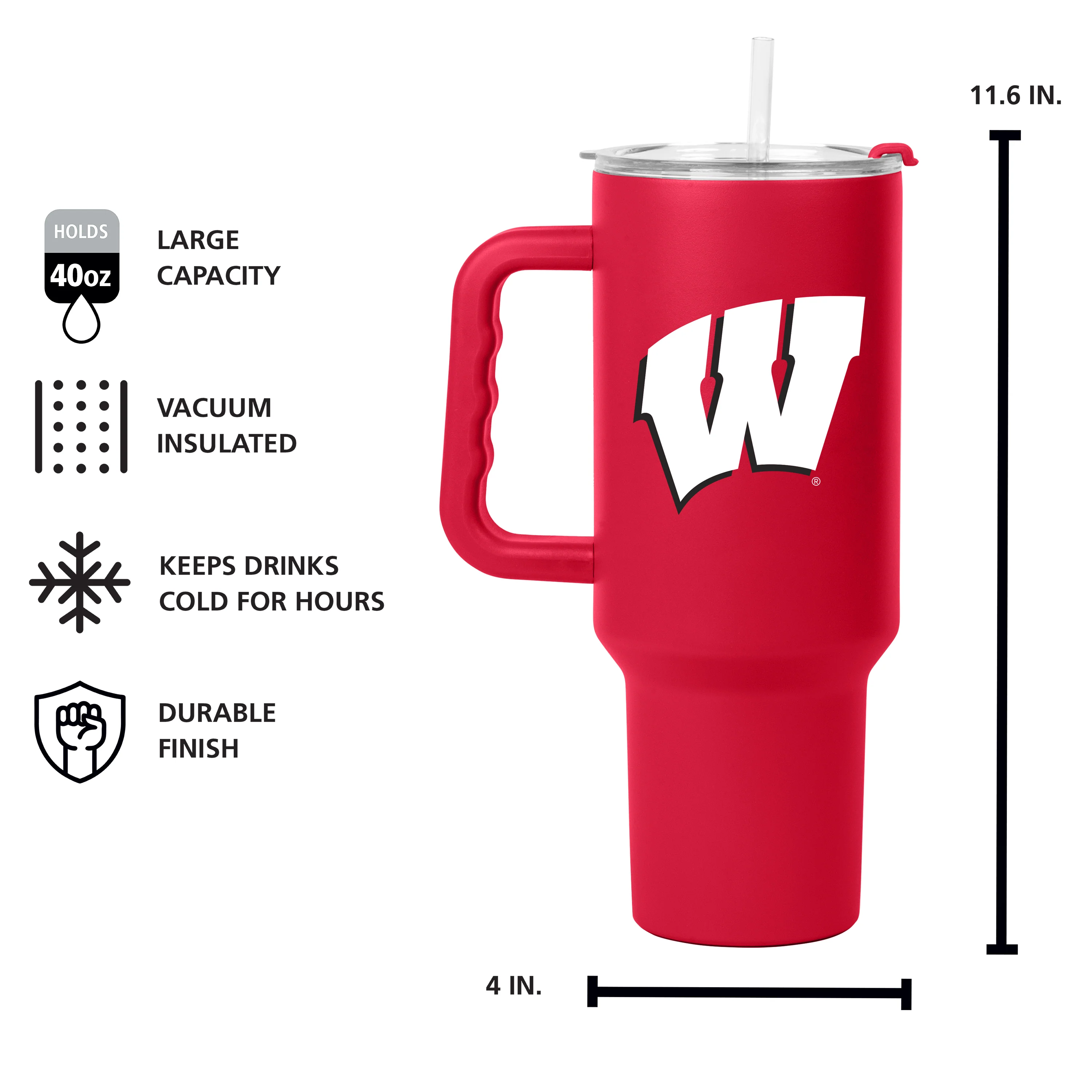 Wisconsin 40oz Flipside Powder Coat Tumbler - Image 5